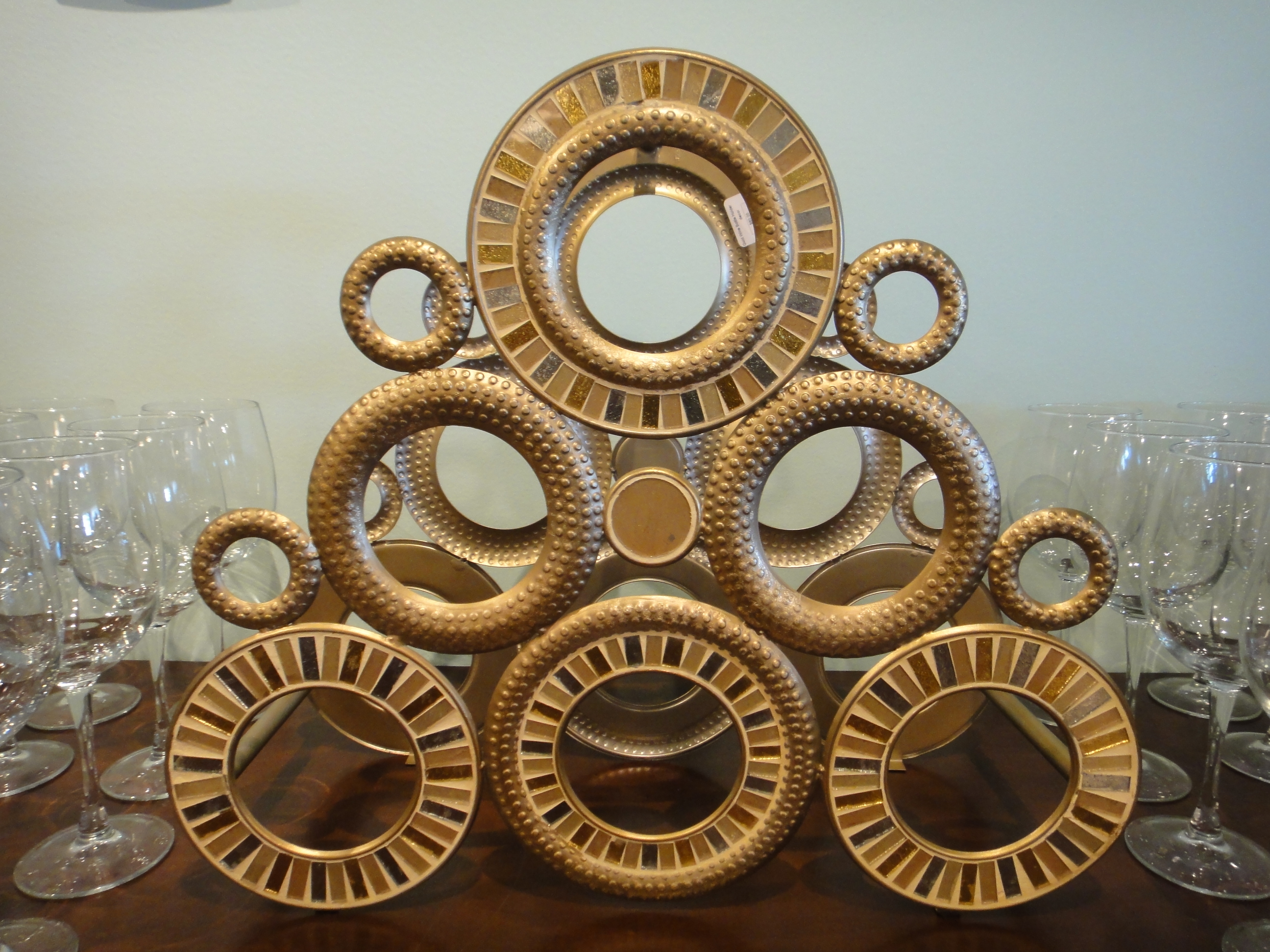 Art Deco Style Modern Wine Rack with 27 Wine Glasses