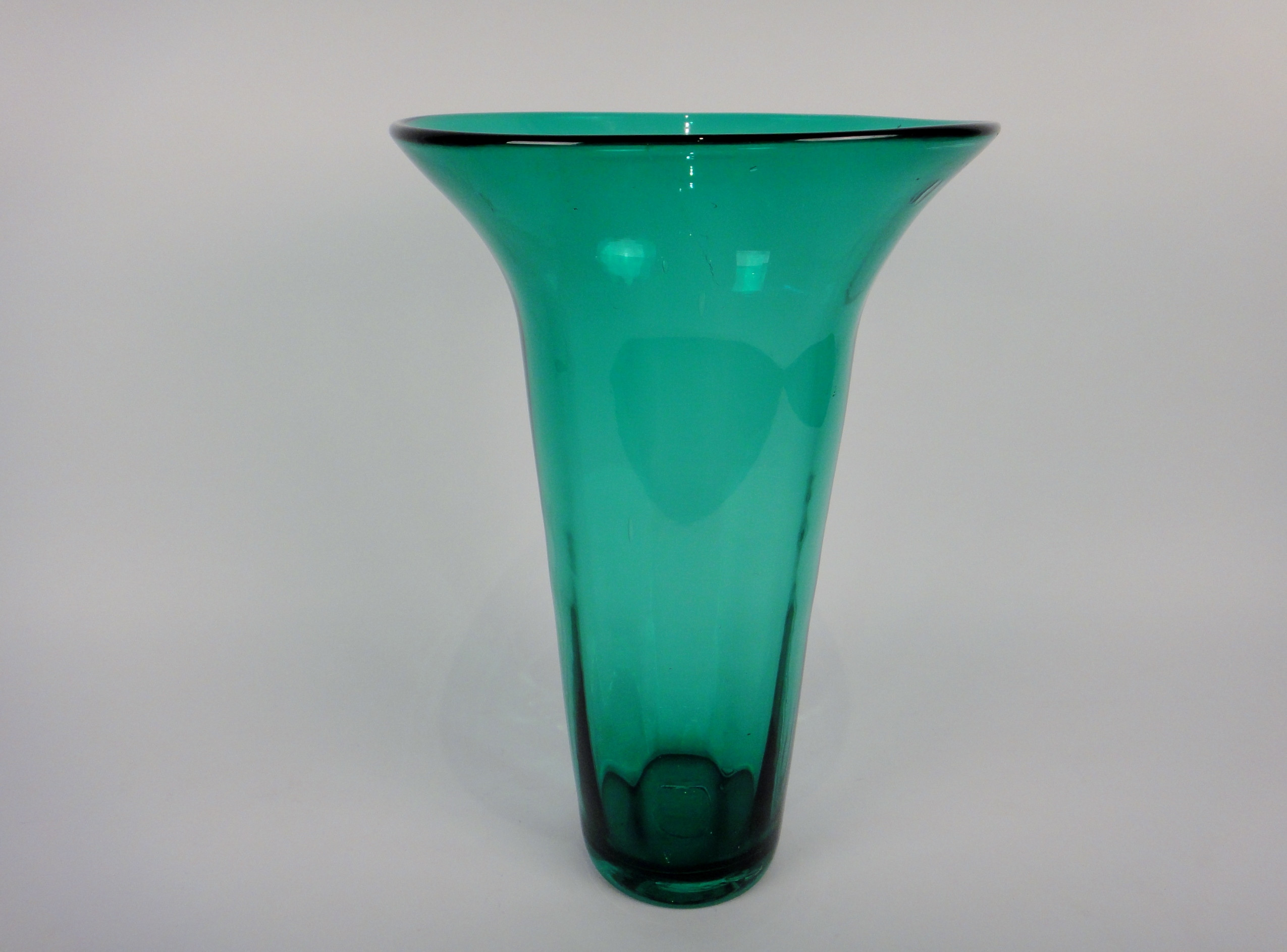 Vintage Tall Hand Blown Glass Teal Vase