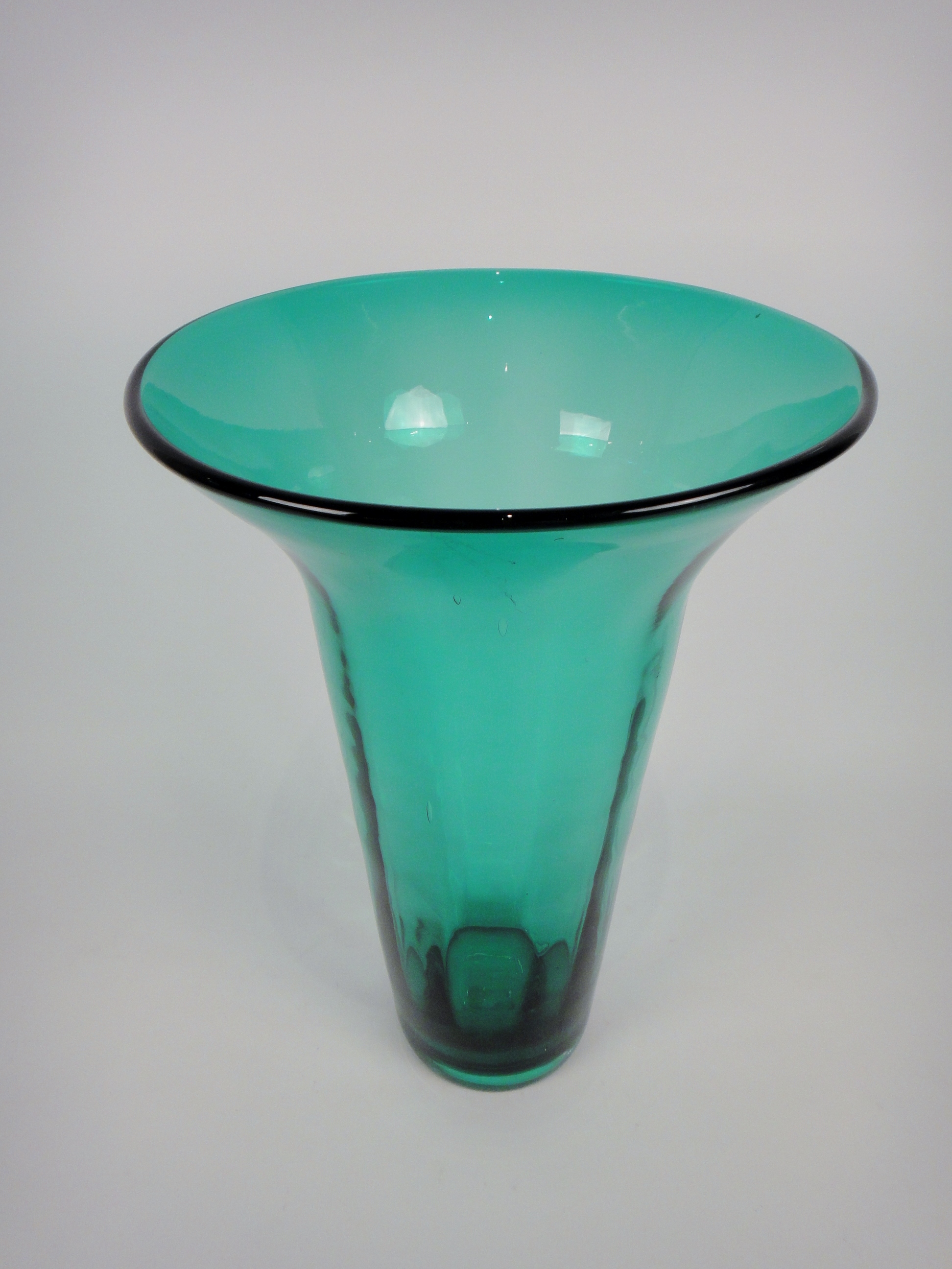 Vintage Tall Hand Blown Glass Teal Vase