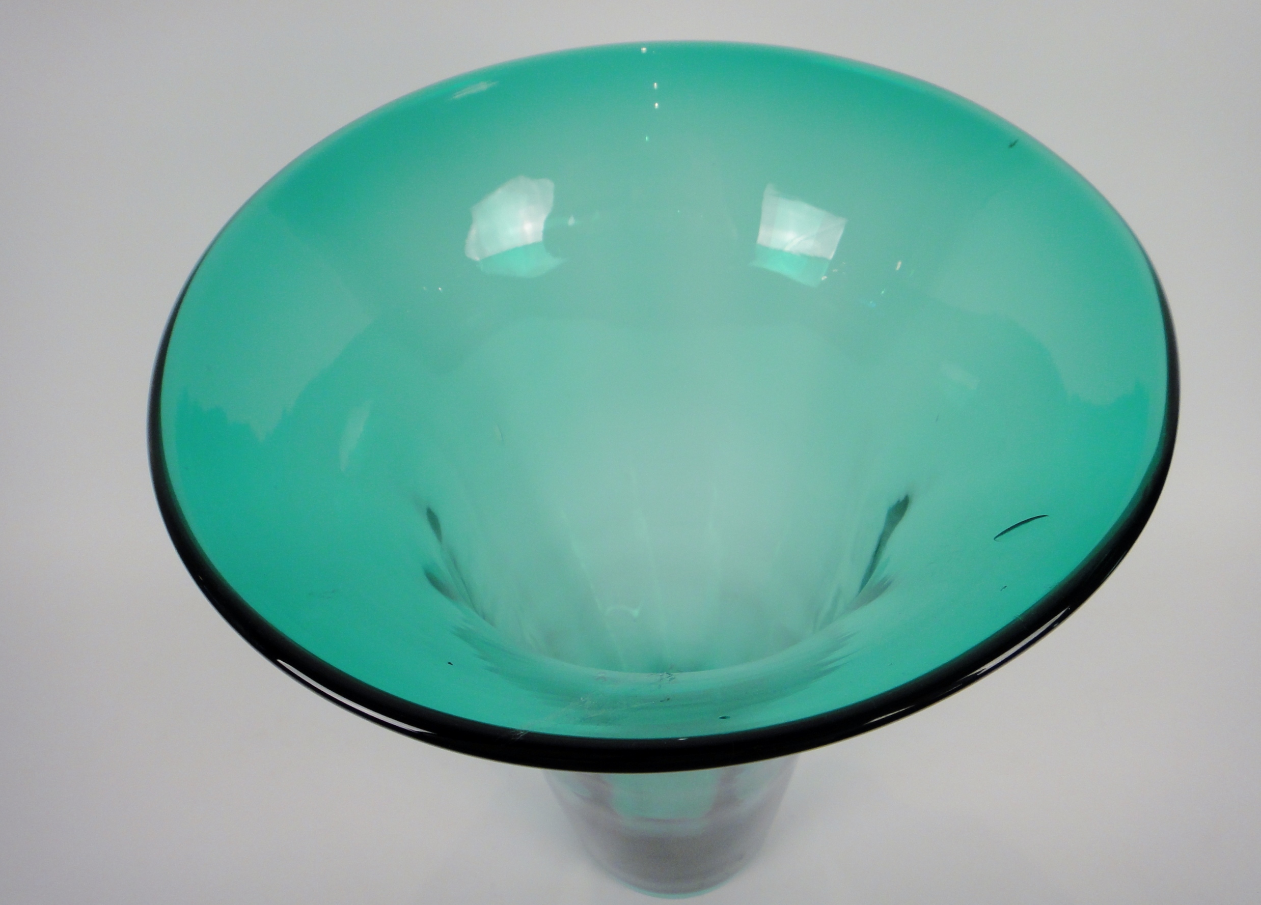Vintage Tall Hand Blown Glass Teal Vase