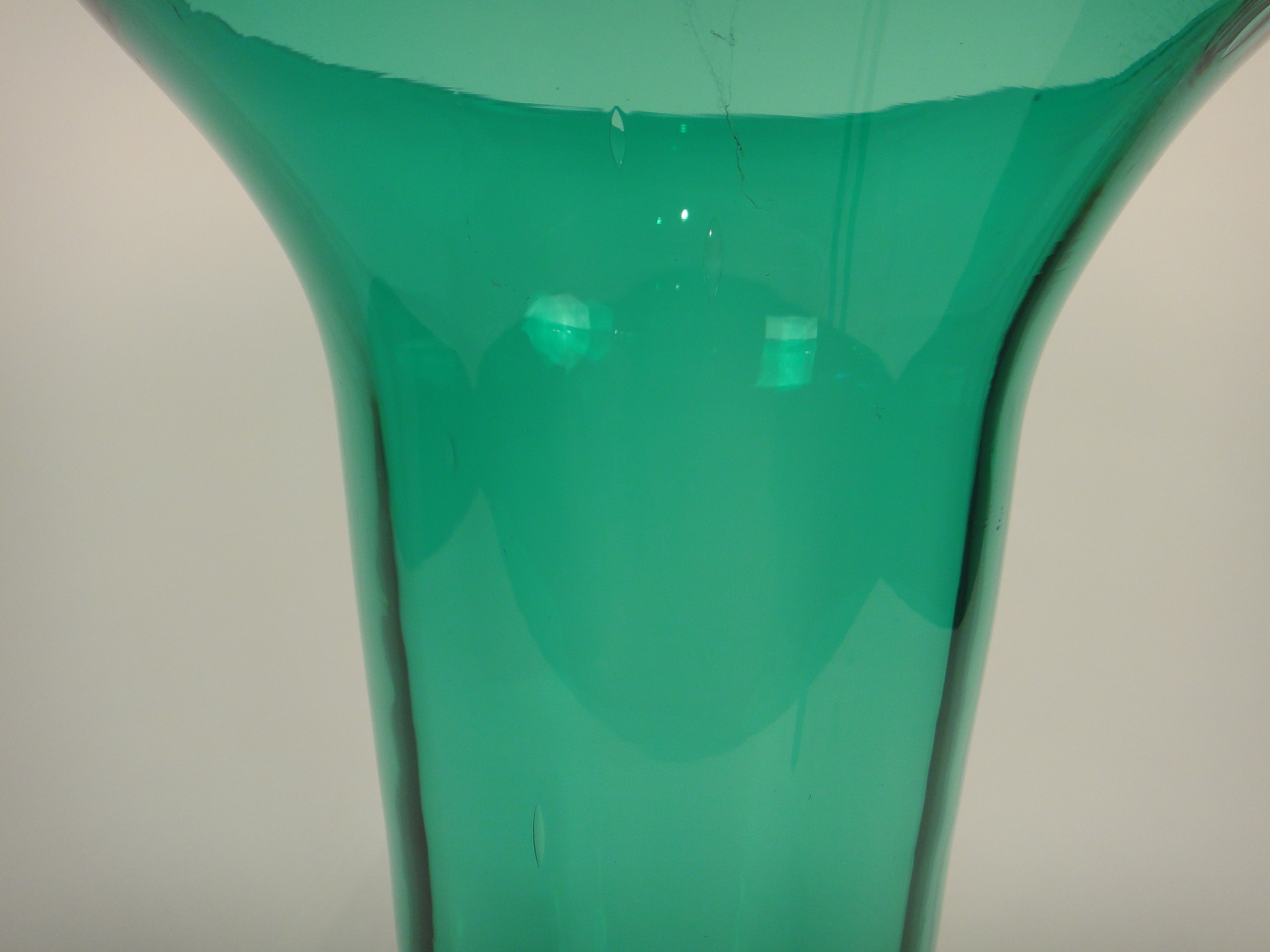 Vintage Tall Hand Blown Glass Teal Vase