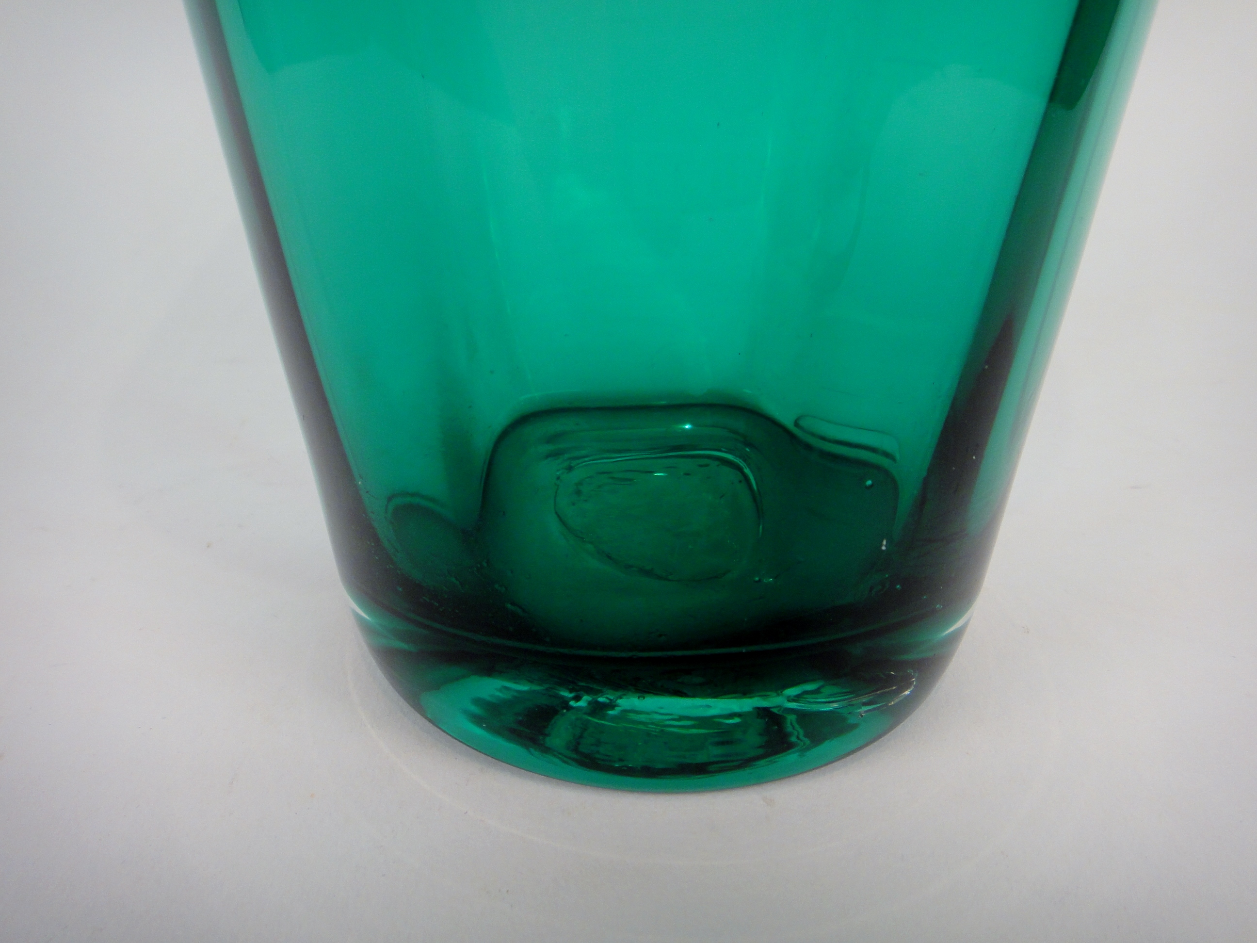 Vintage Tall Hand Blown Glass Teal Vase