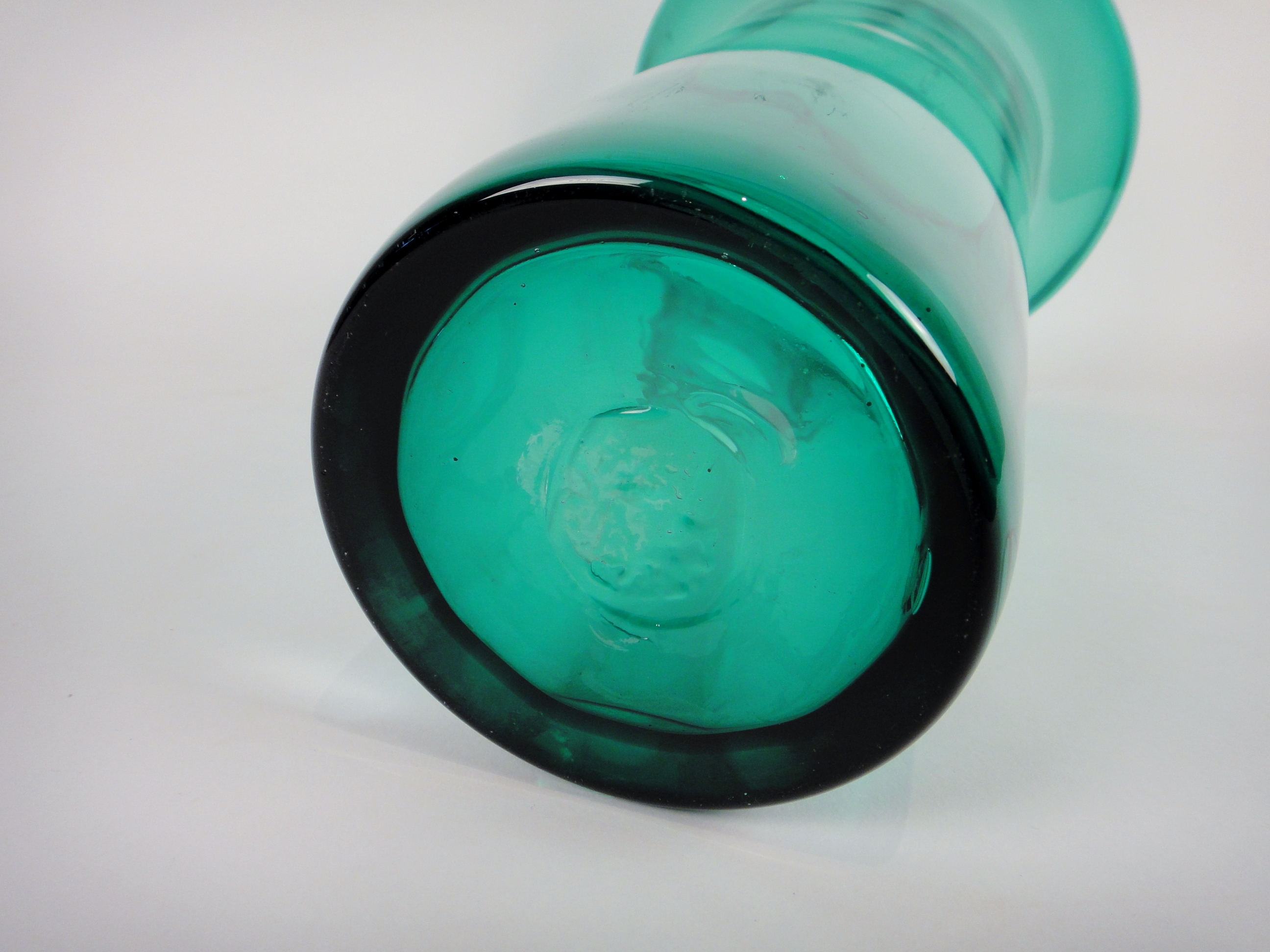 Vintage Tall Hand Blown Glass Teal Vase