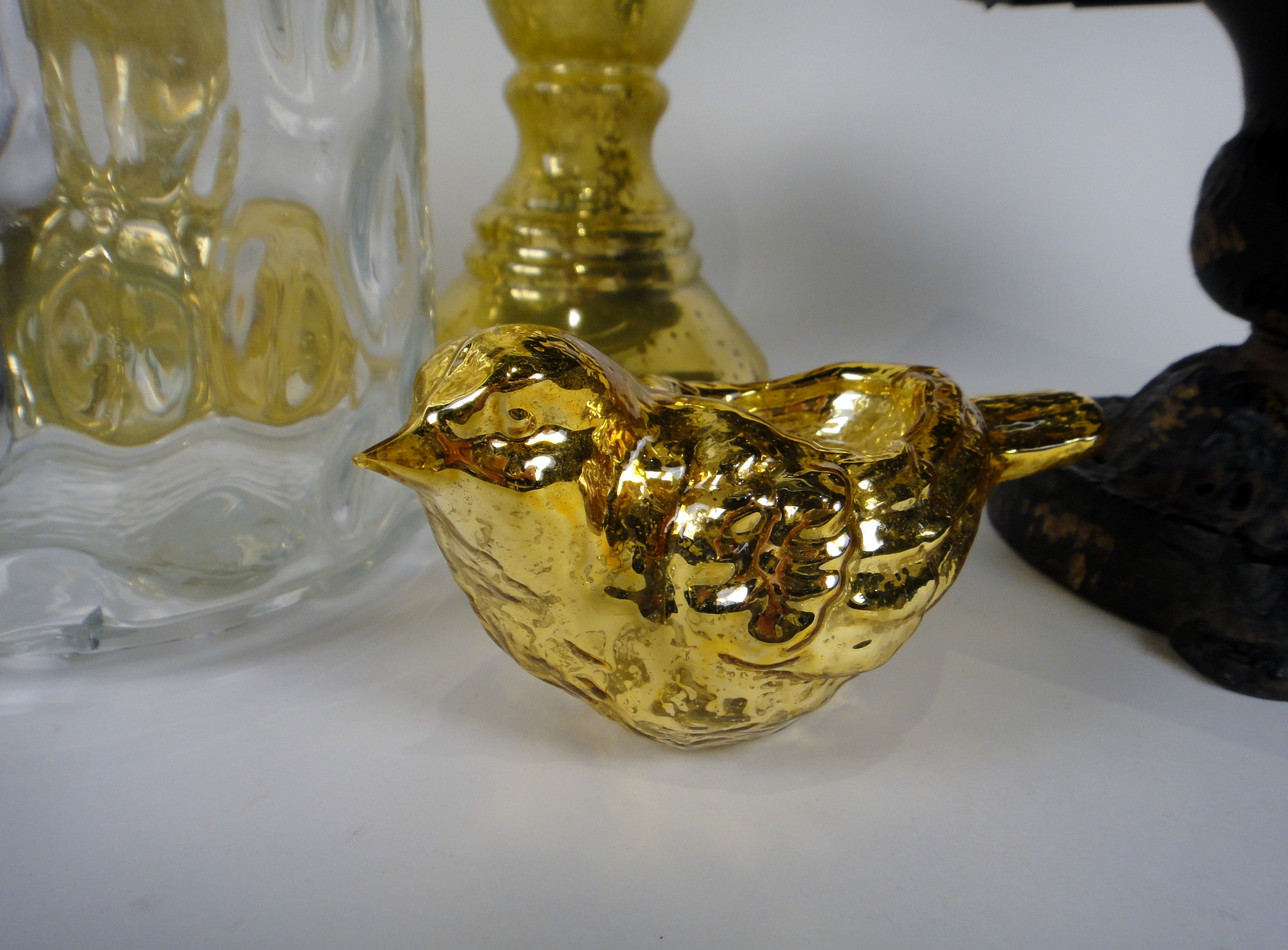 Mercury Glass Candle Holders, Display Stands and Birds