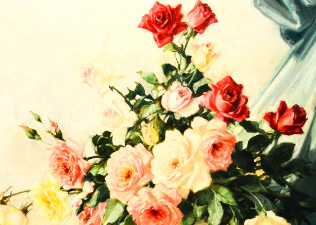 Original Volney Richardson Oil on Canvas Floral Still Life