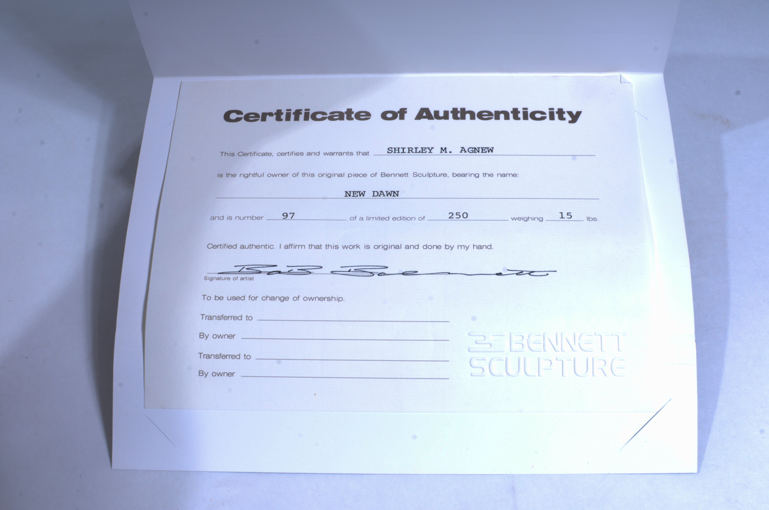 Signed, Limited Edition Bob Bennett Bronze "New Dawn" Sculpture