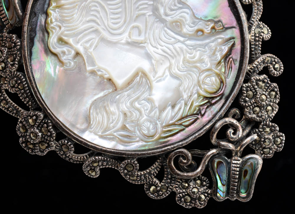 Sterling and Abalone Pendant and Bracelet