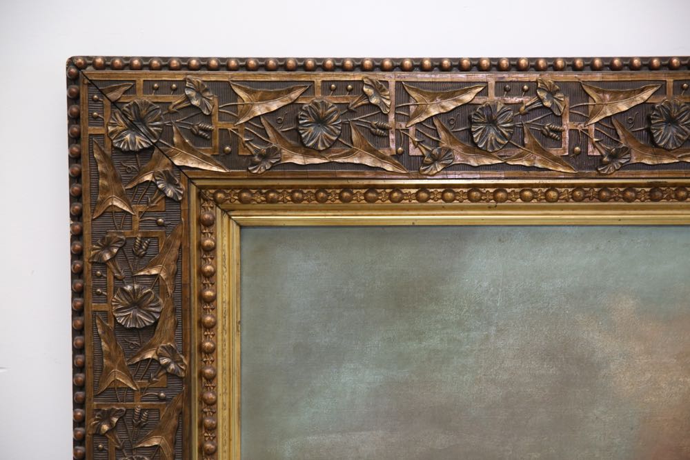 Vintage Acrylic Painting of River Wilderness Scene