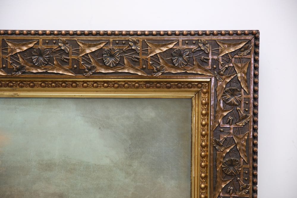 Vintage Acrylic Painting of River Wilderness Scene