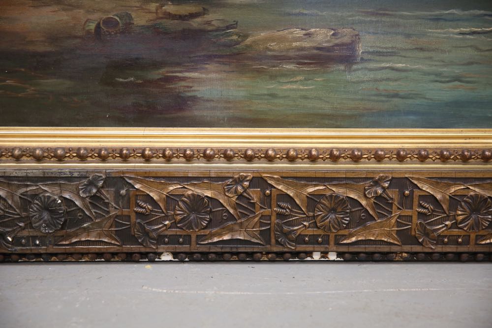 Vintage Acrylic Painting of River Wilderness Scene