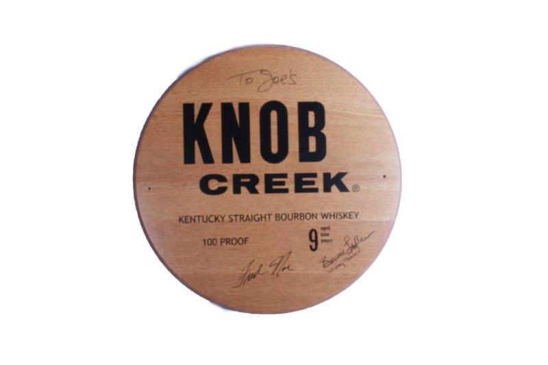 Signed Knob Creek Bourbon Whiskey Barrel Head