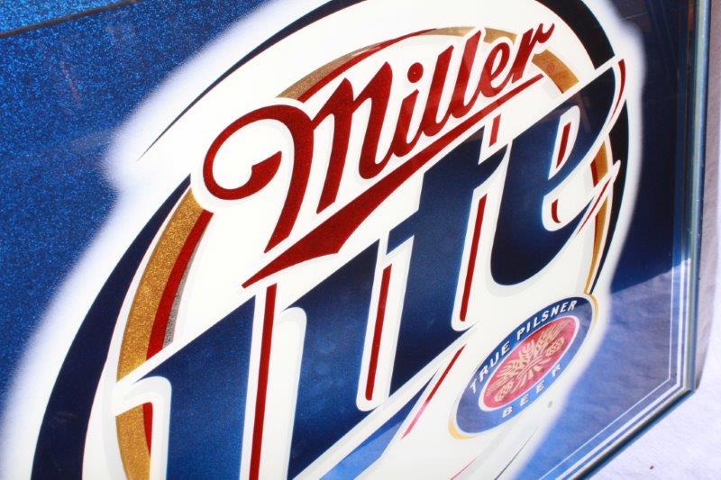 Substantial Framed Miller Lite Mirror