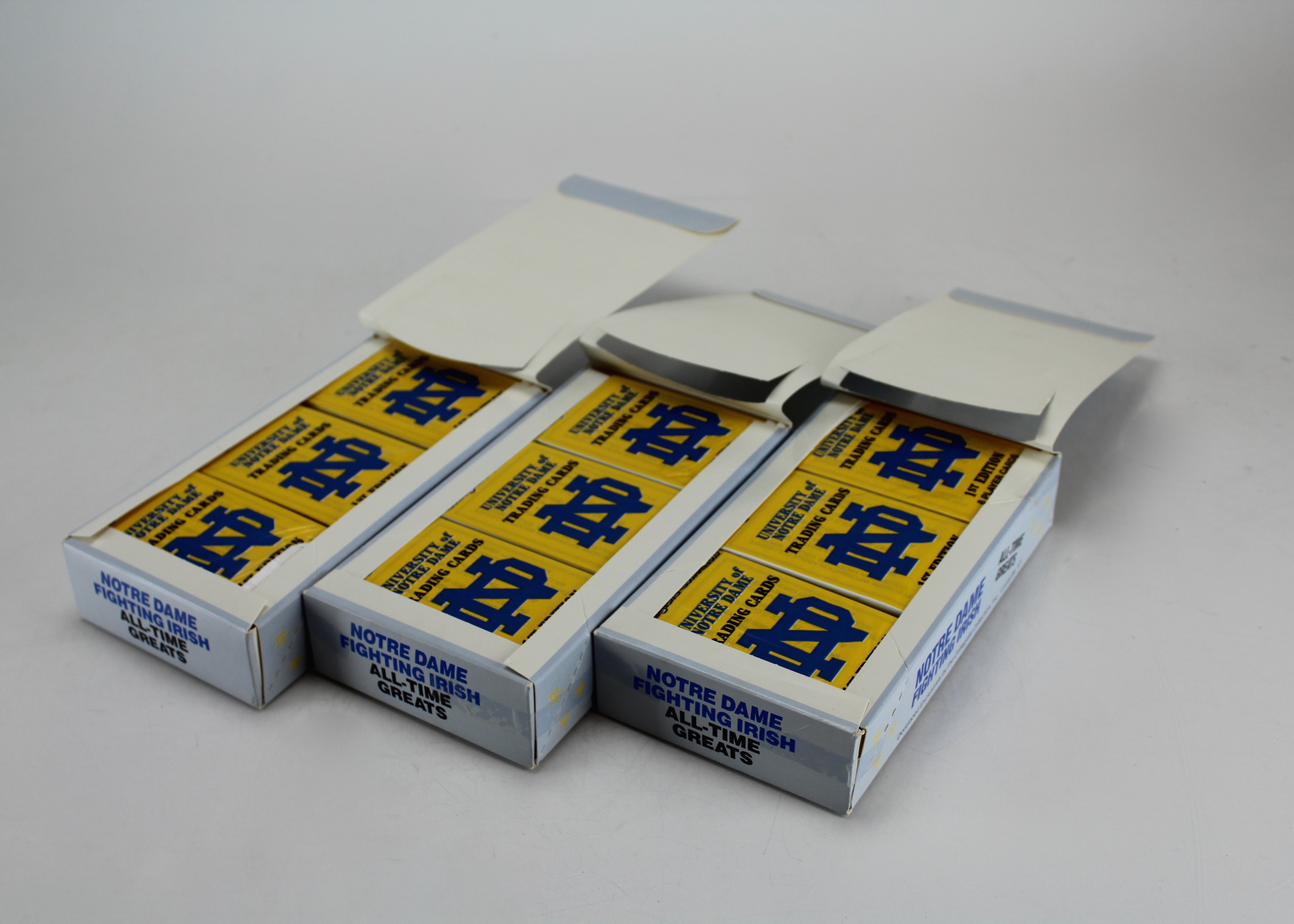 Trio of Notre Dame Boxes of Trading Cards
