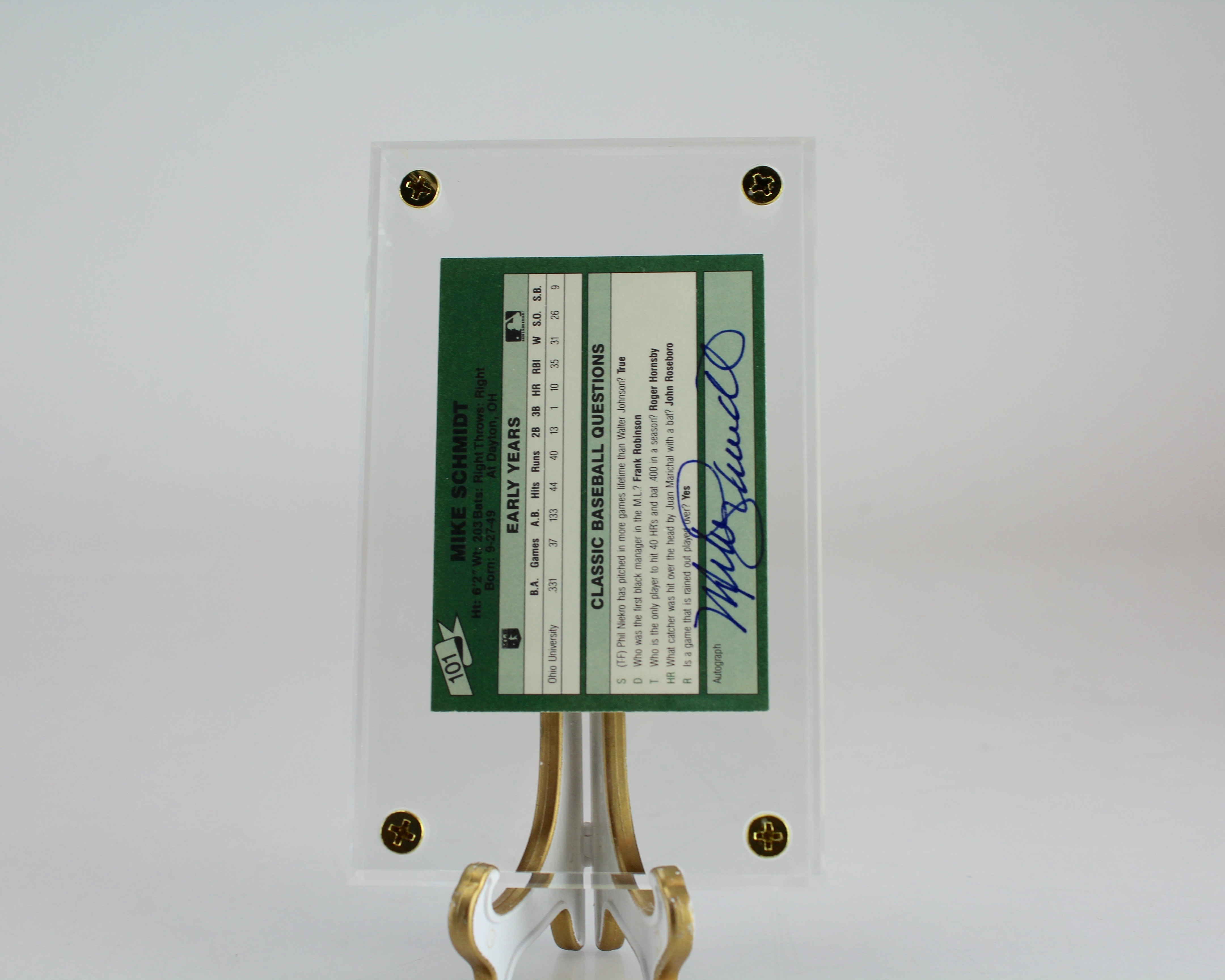 Mike Schmidt Autographed Classic Update 101 Baseball Card