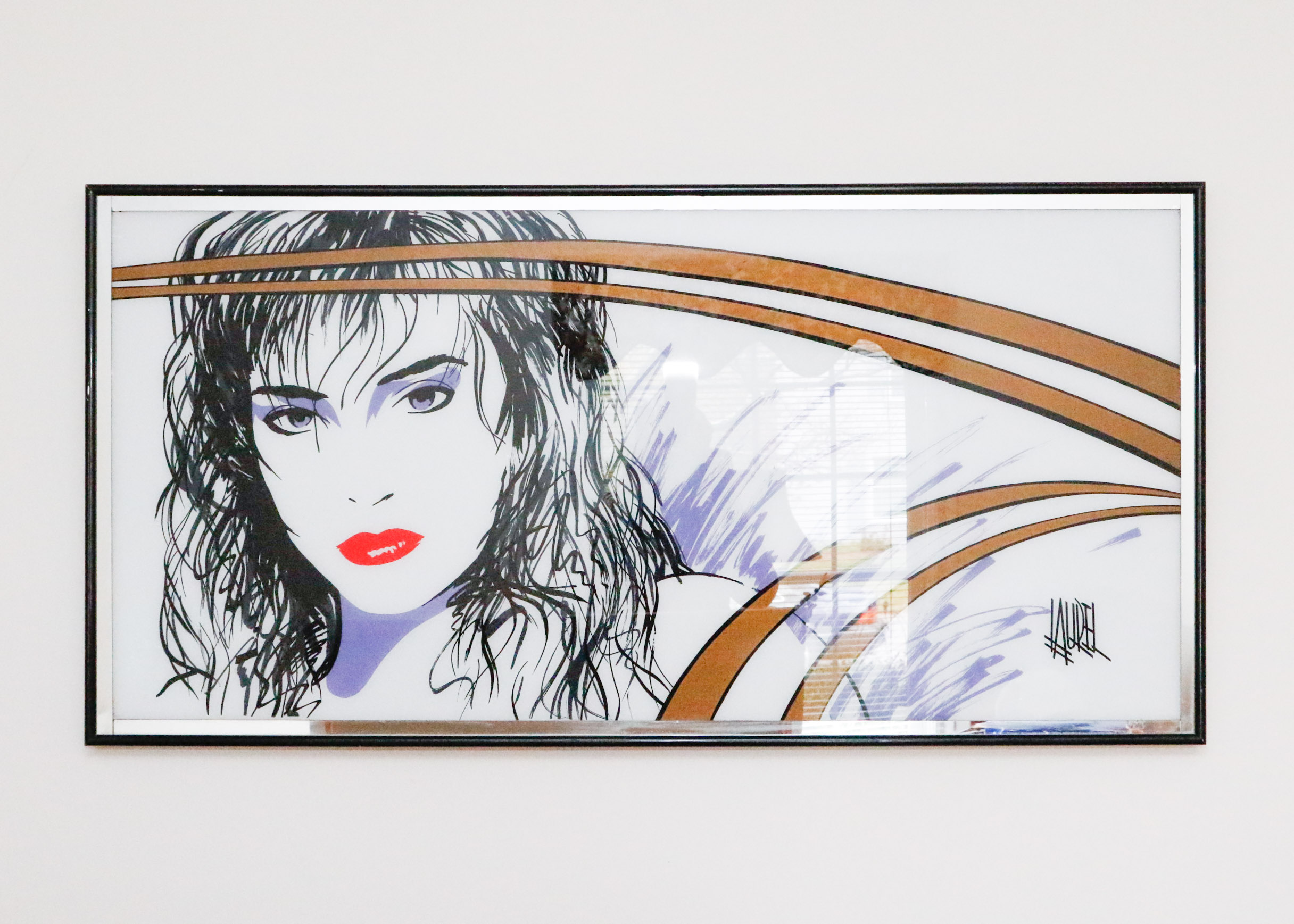 1980's Art Mirror After Patrick Nagel