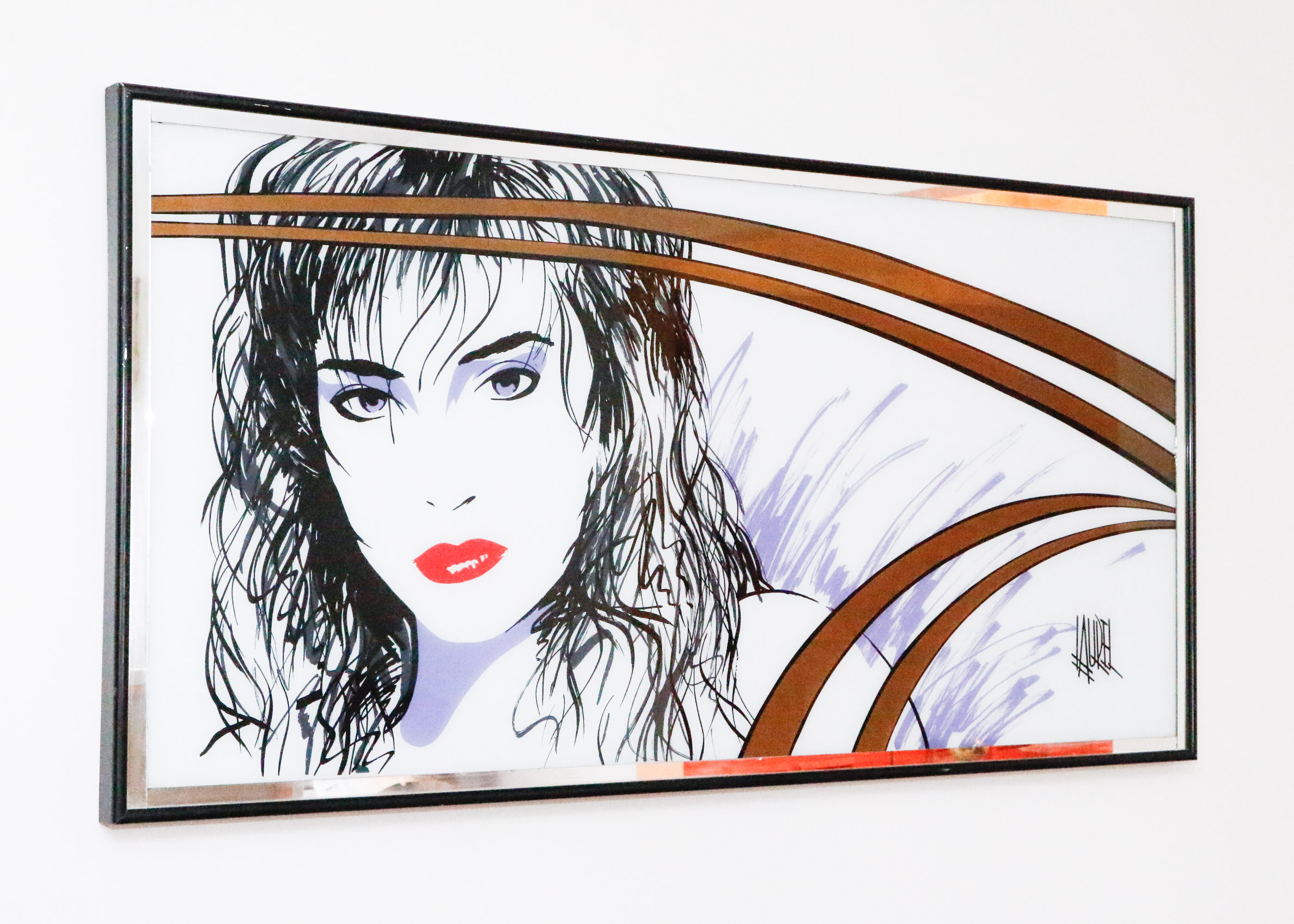 1980's Art Mirror After Patrick Nagel