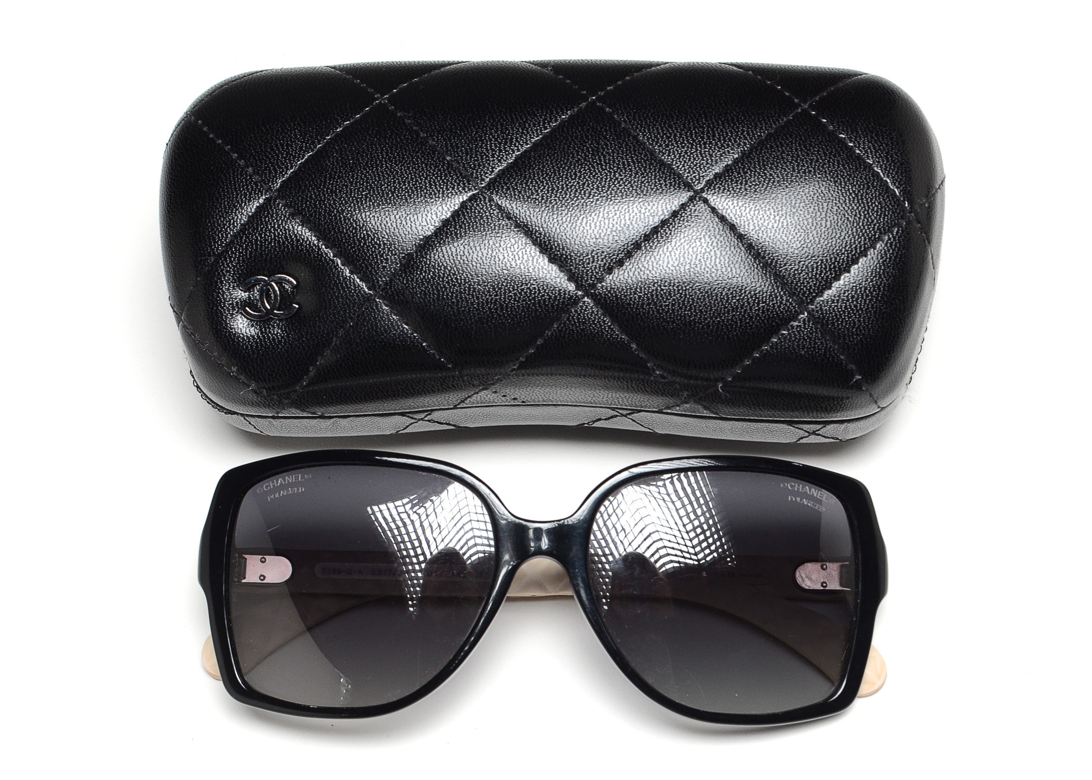 Chanel Designer Polarized Sunglasses with Quilted Sides and Case