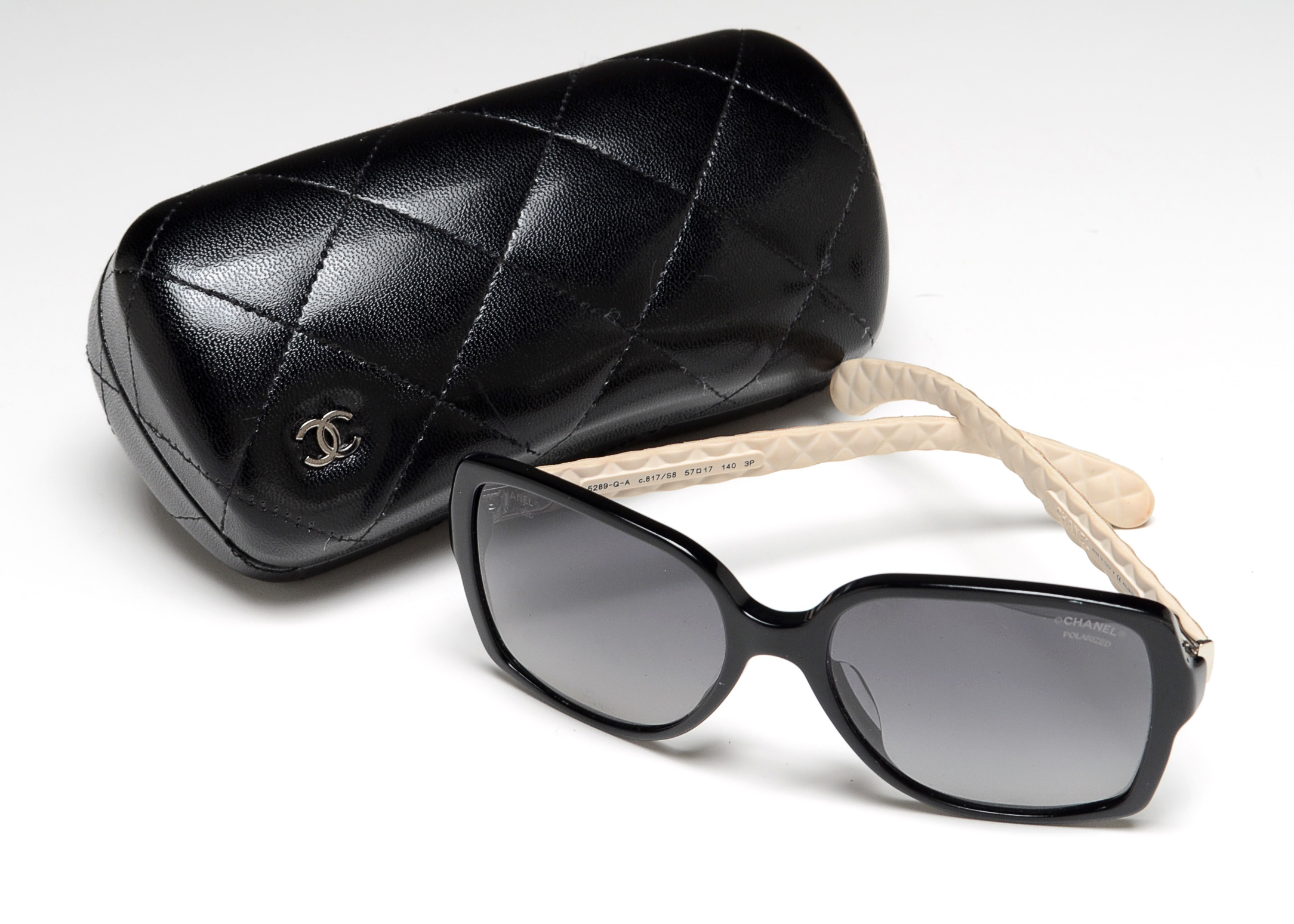 Chanel Designer Polarized Sunglasses with Quilted Sides and Case