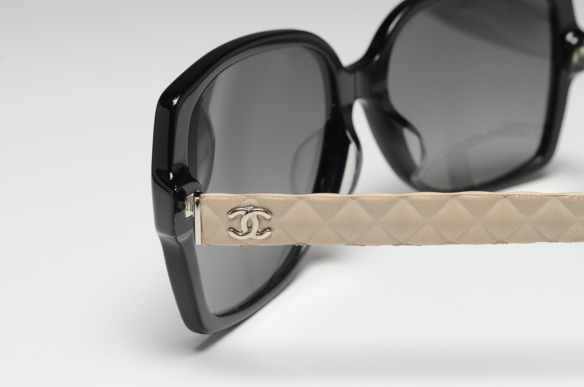 Chanel Designer Polarized Sunglasses with Quilted Sides and Case