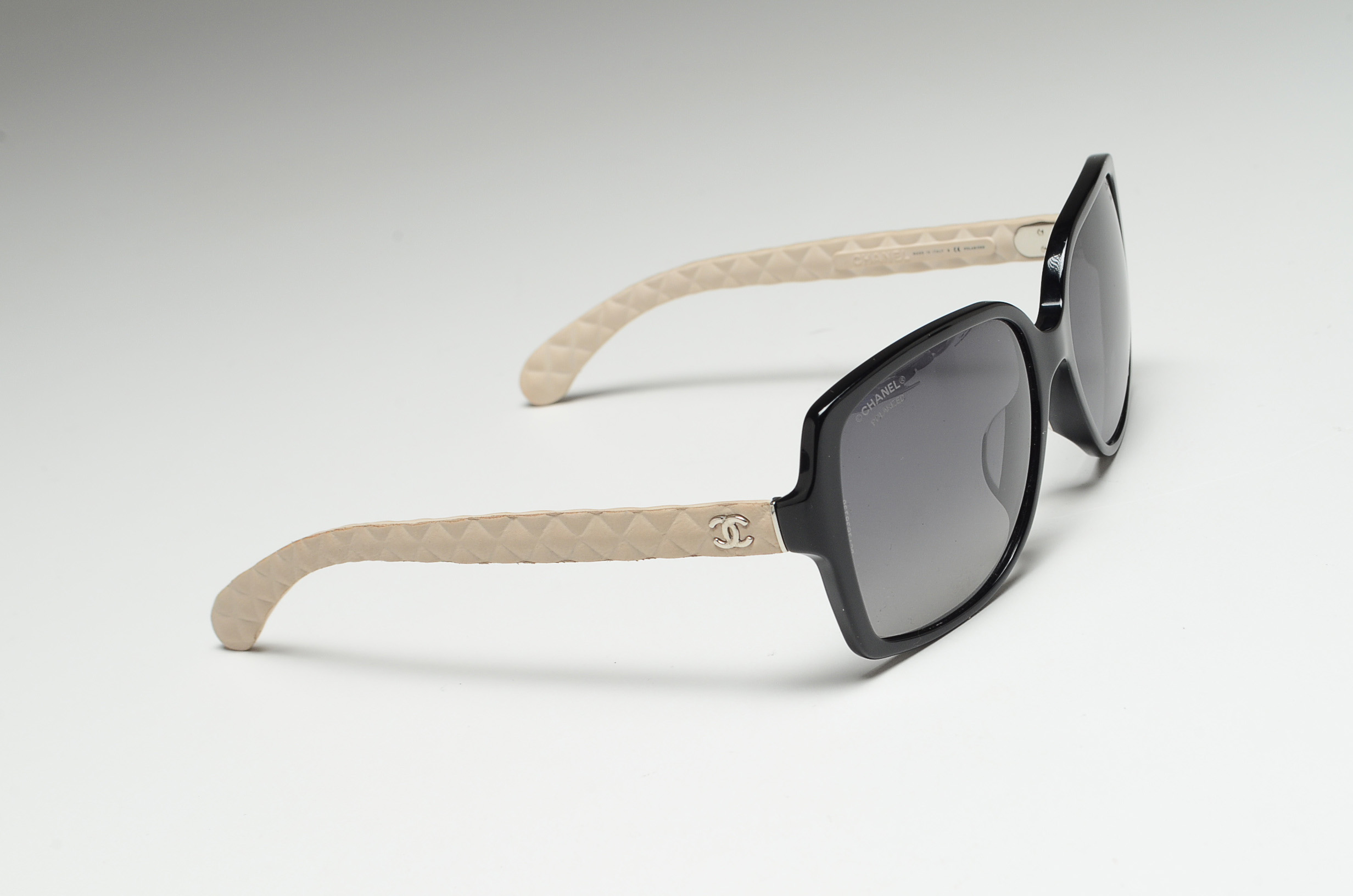 Chanel Designer Polarized Sunglasses with Quilted Sides and Case