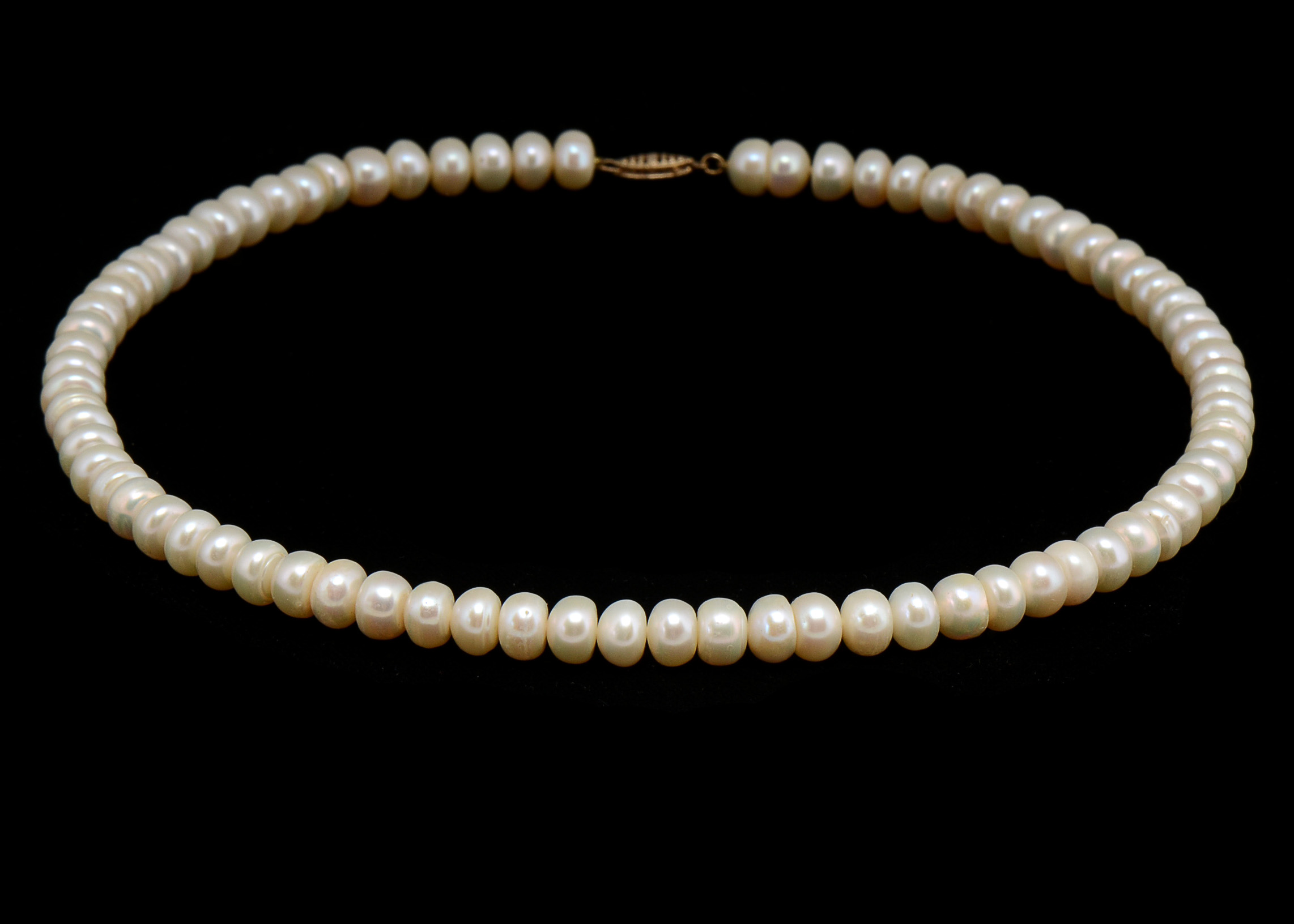 Maruwa Button Pearl Necklace with 14K Yellow Gold Clasp