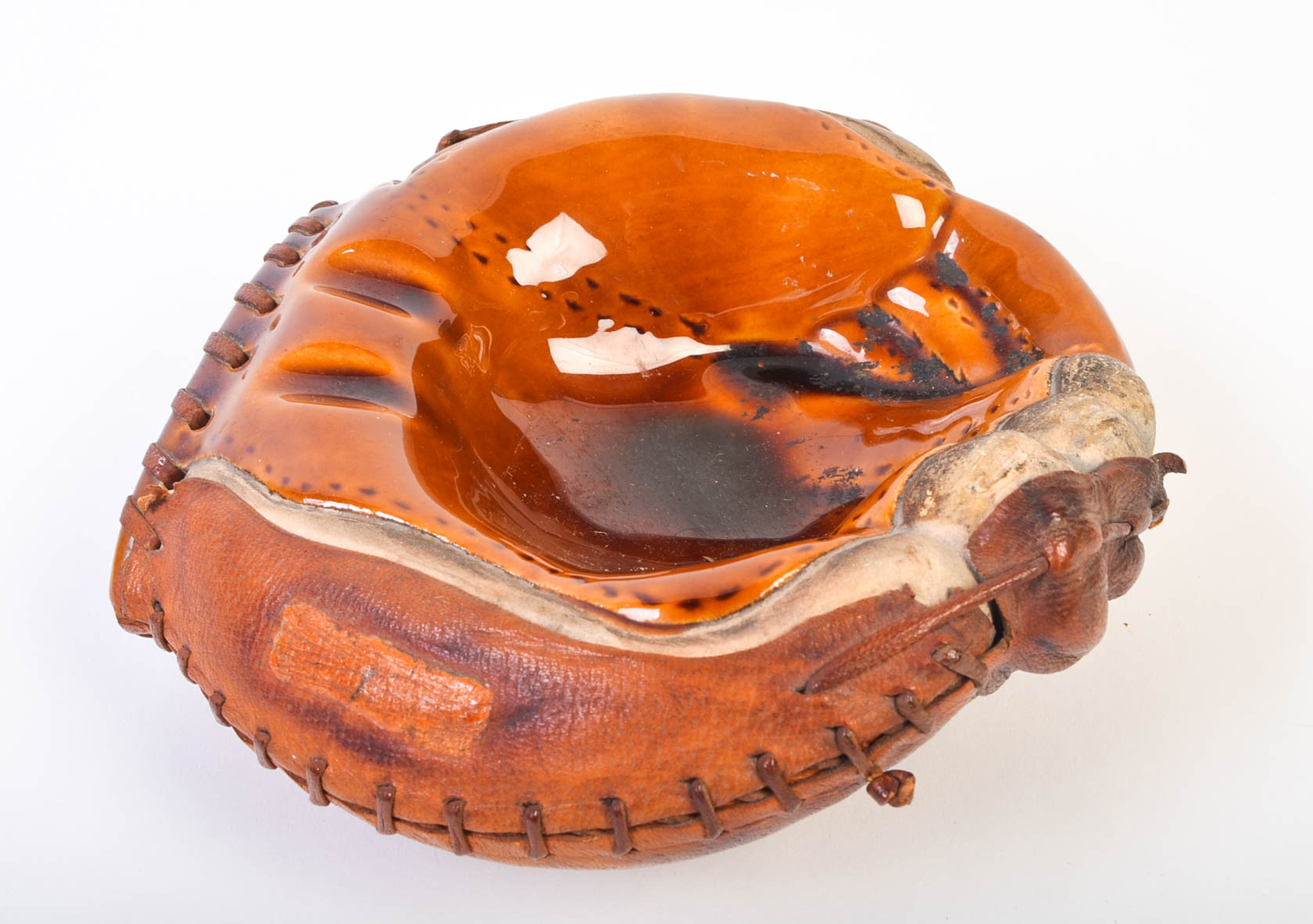 Rare Vintage Longchamp Ceramic and Leather Baseball Mitt