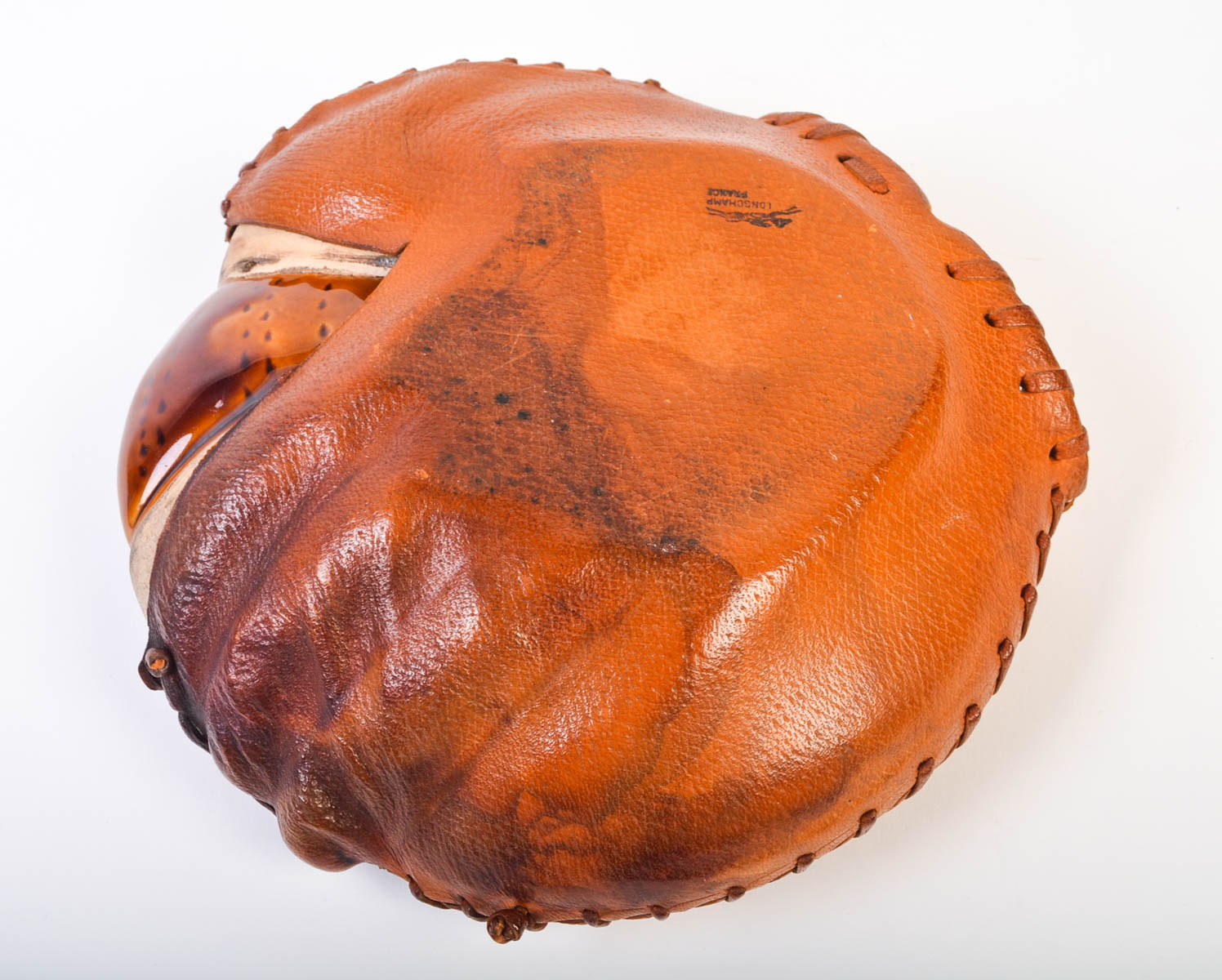 Rare Vintage Longchamp Ceramic and Leather Baseball Mitt