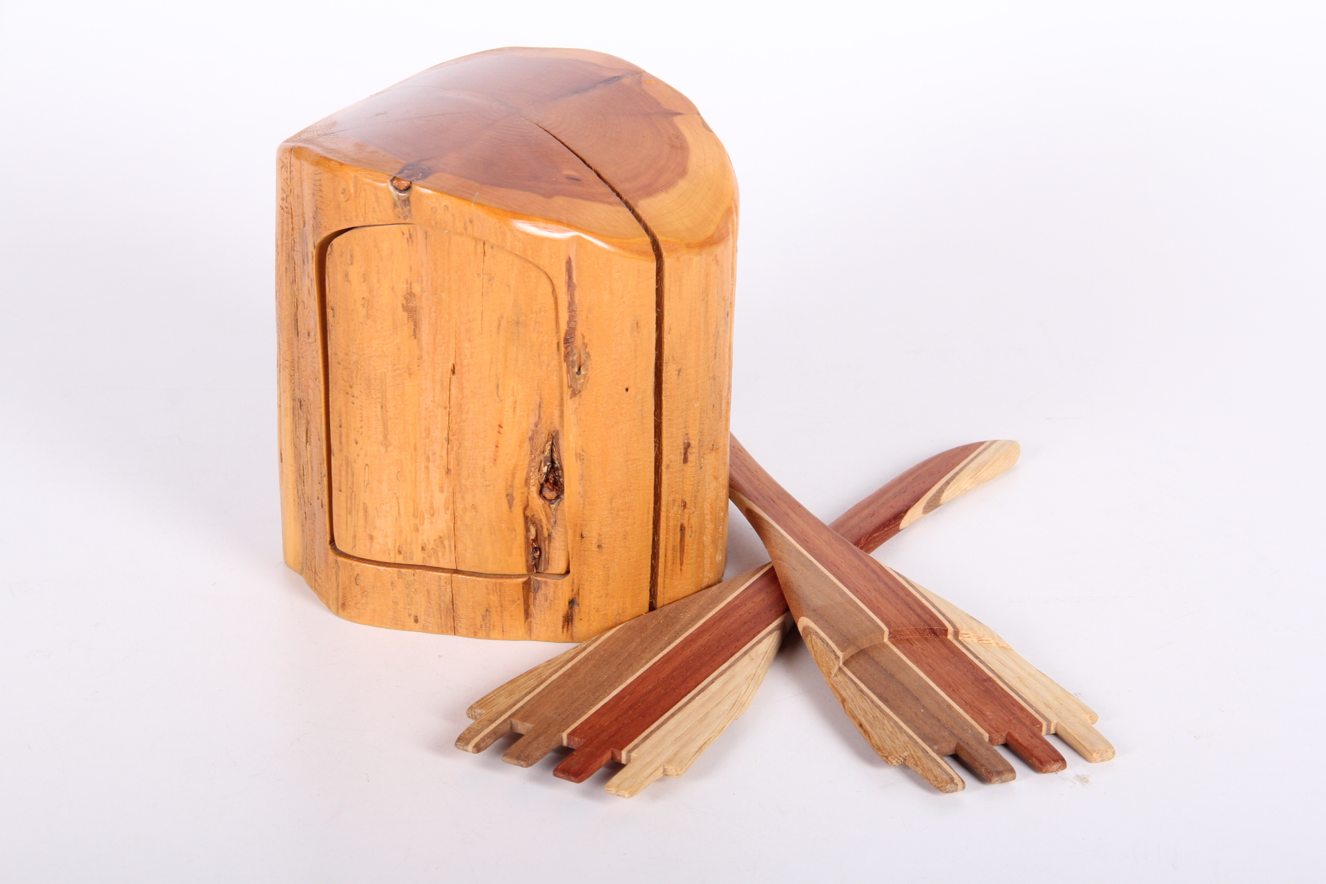 Cedar Stamp Jewelry Box and Wooden Utensils