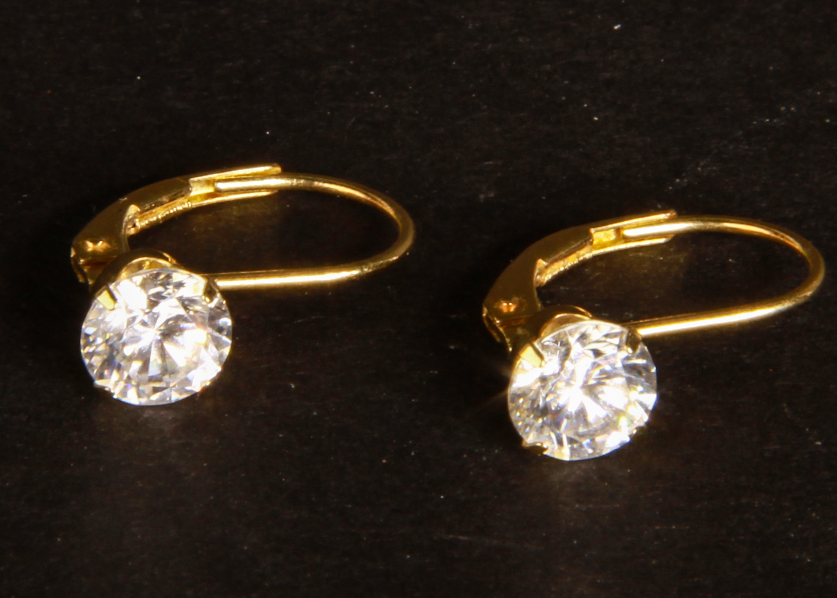 14K Yellow Gold Cubic Zirconia Dangle Earrings