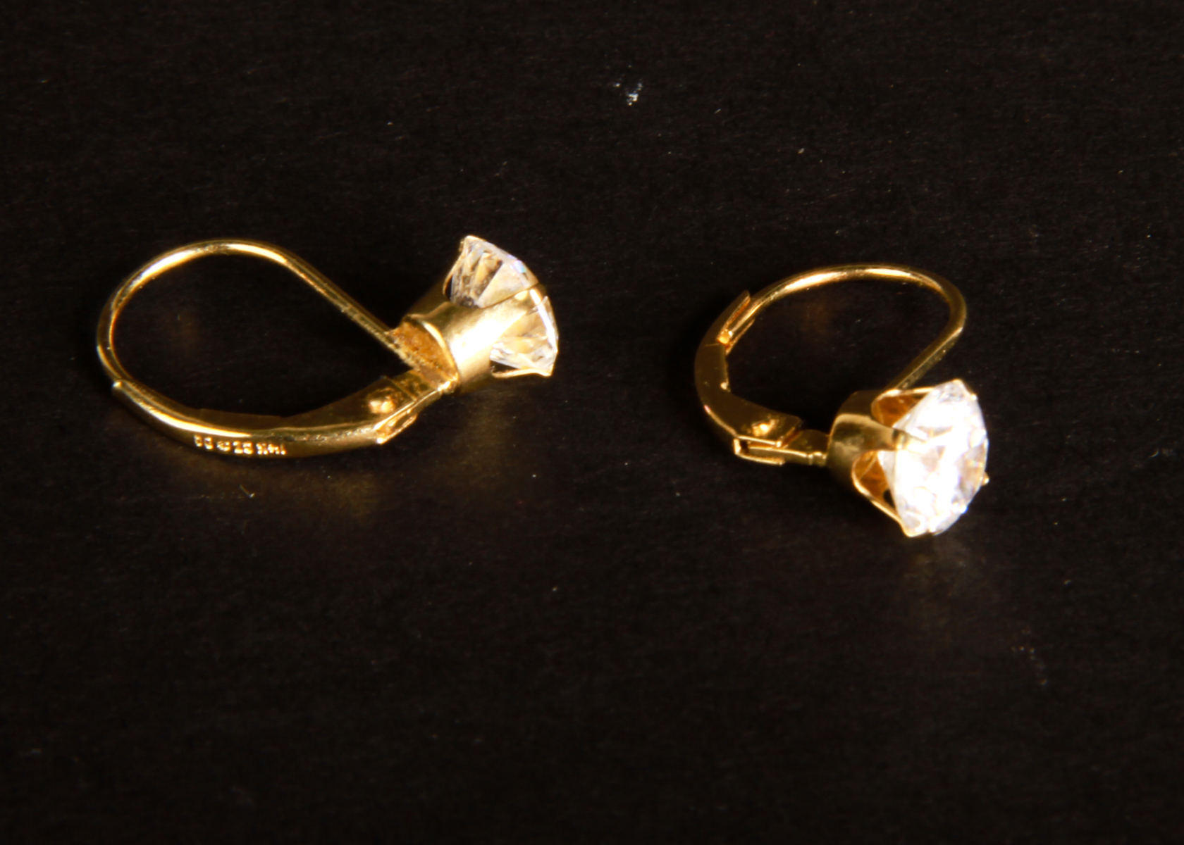 14K Yellow Gold Cubic Zirconia Dangle Earrings