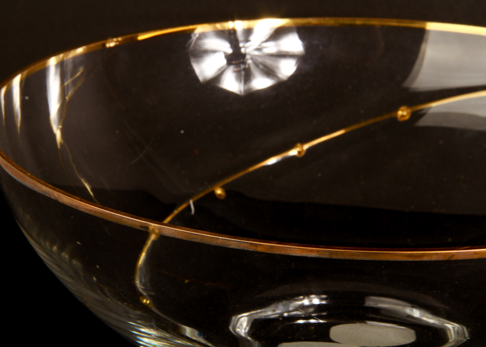 Pair of Clear Glass Bowls with Gilt Trim