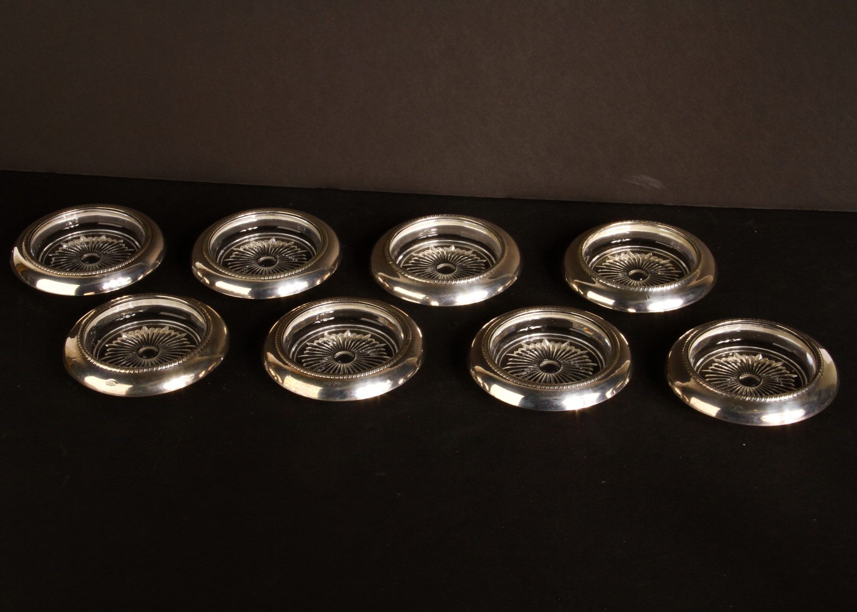 Set of Eight Vintage Sterling by Laben Coasters