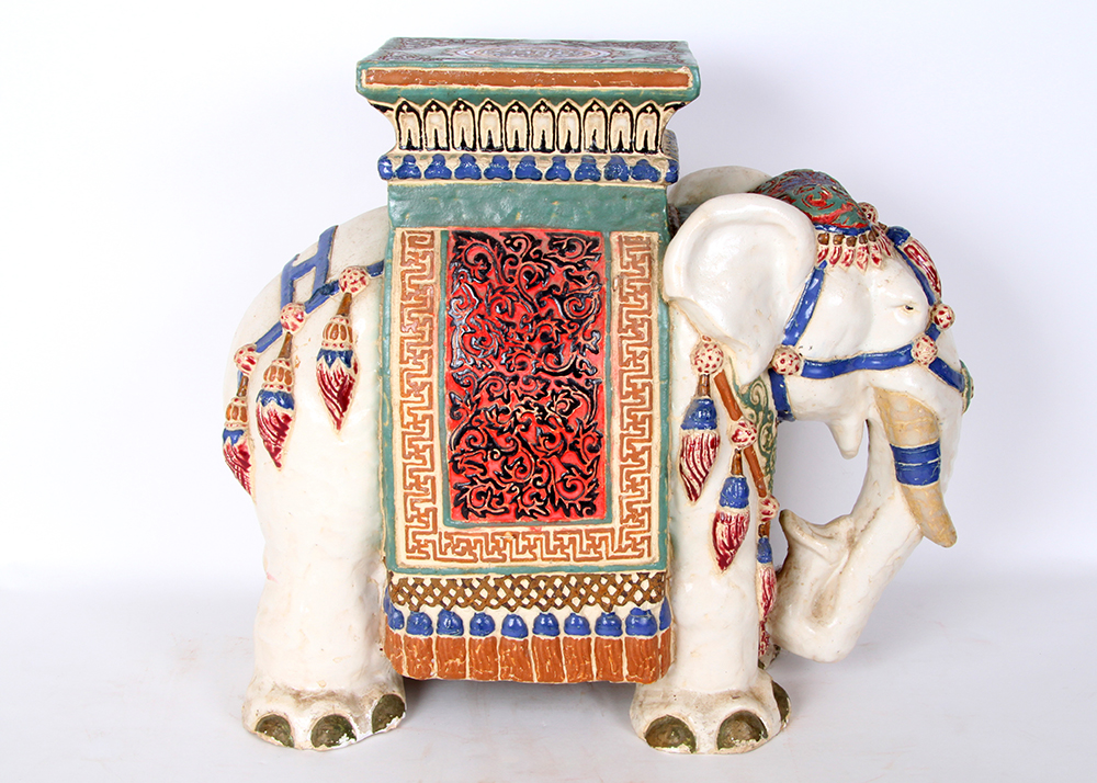 Indian Ceramic Elephant Plant Stand