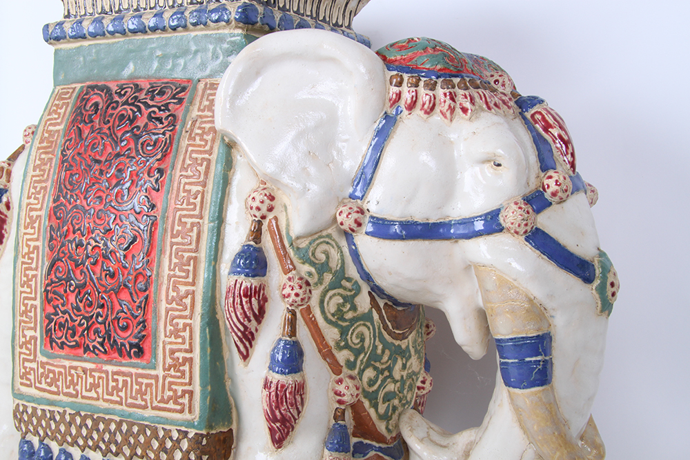 Indian Ceramic Elephant Plant Stand