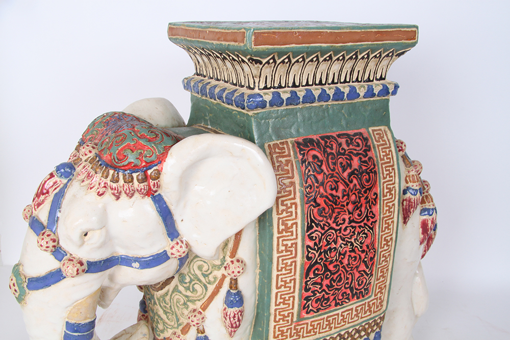 Indian Ceramic Elephant Plant Stand