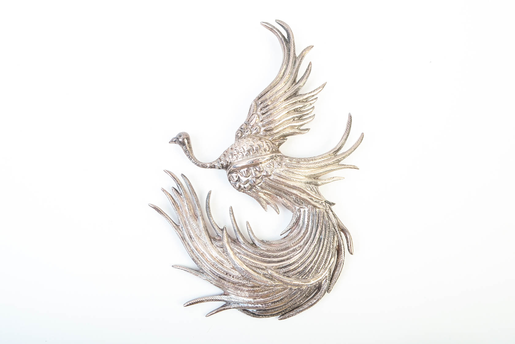 Signed Vintage Mexican Taxco 980 Silver Bird of Paradise Brooch