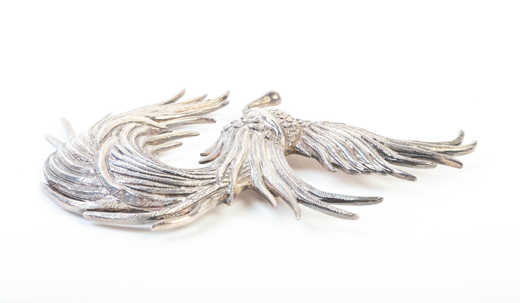 Signed Vintage Mexican Taxco 980 Silver Bird of Paradise Brooch