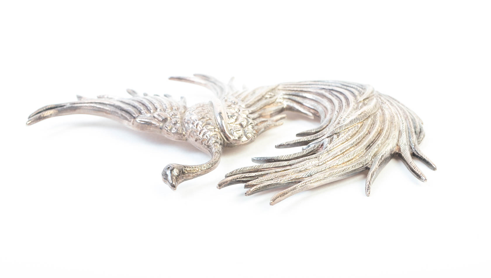 Signed Vintage Mexican Taxco 980 Silver Bird of Paradise Brooch