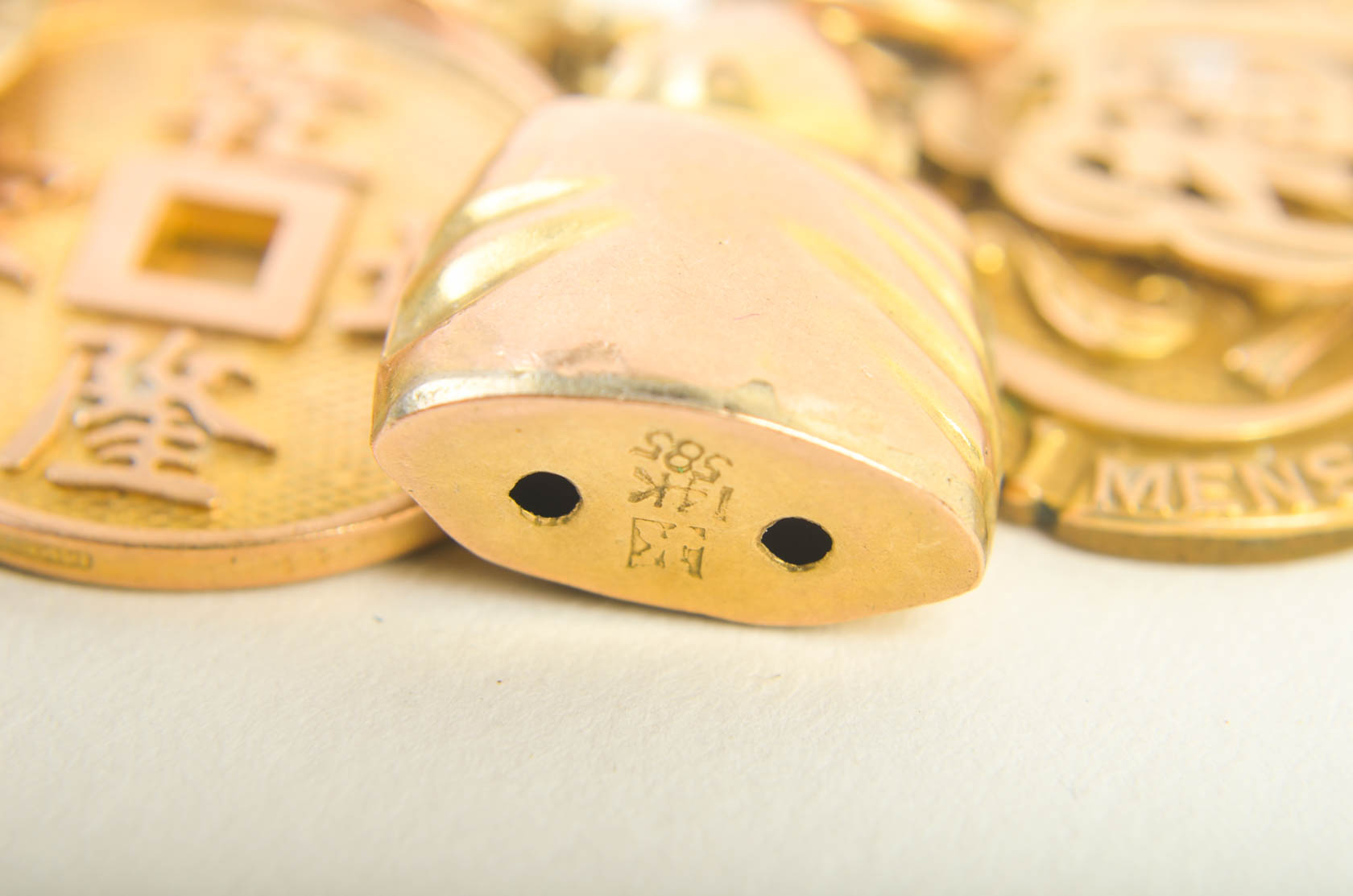 Gold Tone Charm Bracelet with 10K-18K Gold Charms