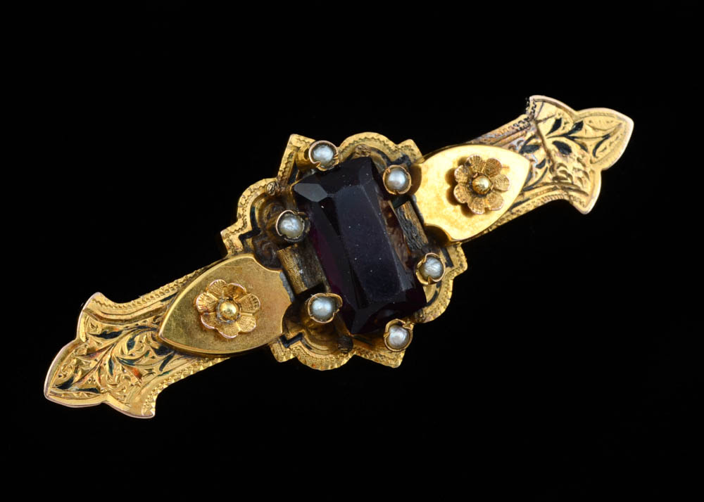 Victorian 10K Gold Filled Etruscan Revival Brooch