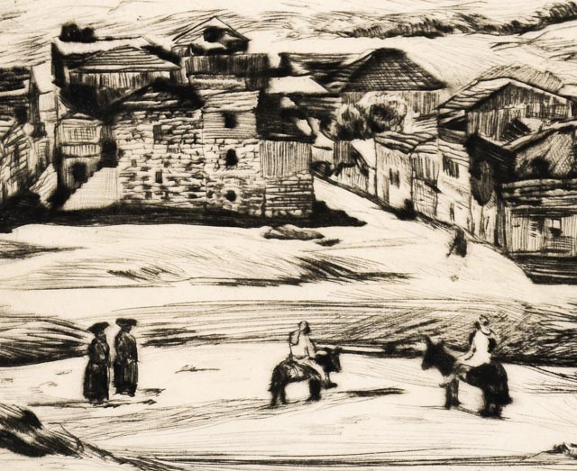 Mortimer Borne Drypoint Etching