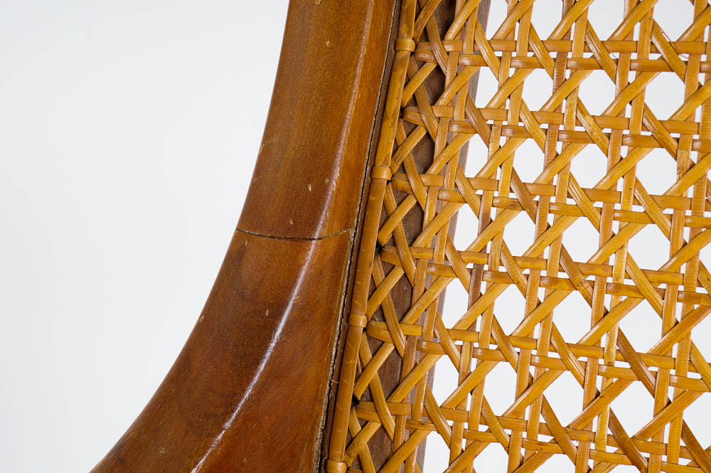 Vintage Maple Rocking Chair with Cane Woven Back and Seat