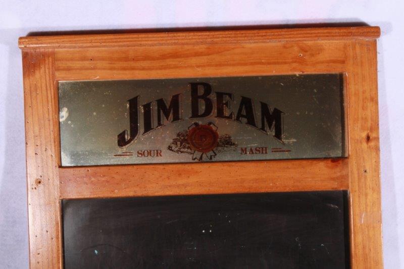 Jim Beam Wood Framed Mirror and Chalkboard