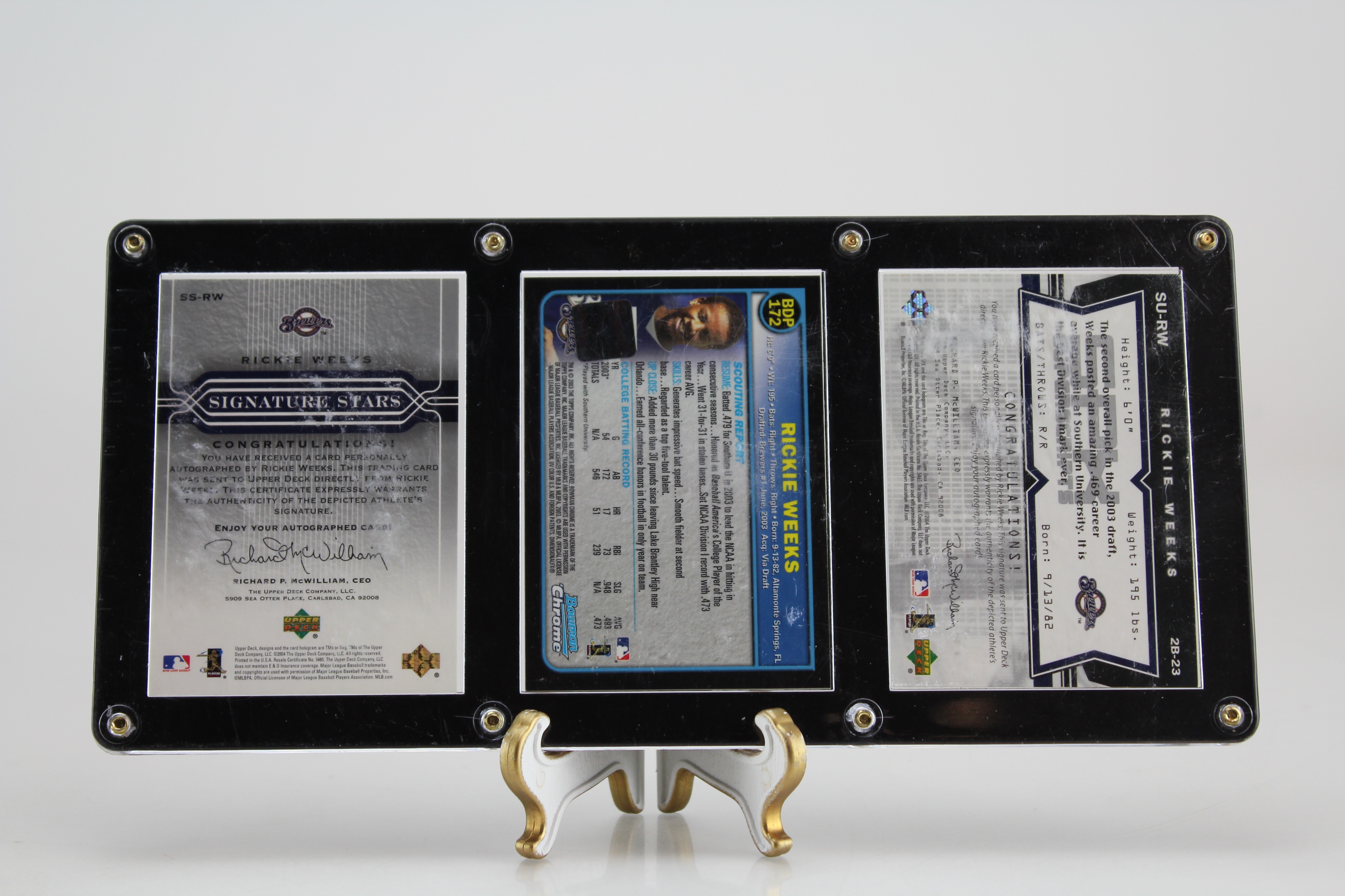 Trio of Rickie Weeks Autographed Cards