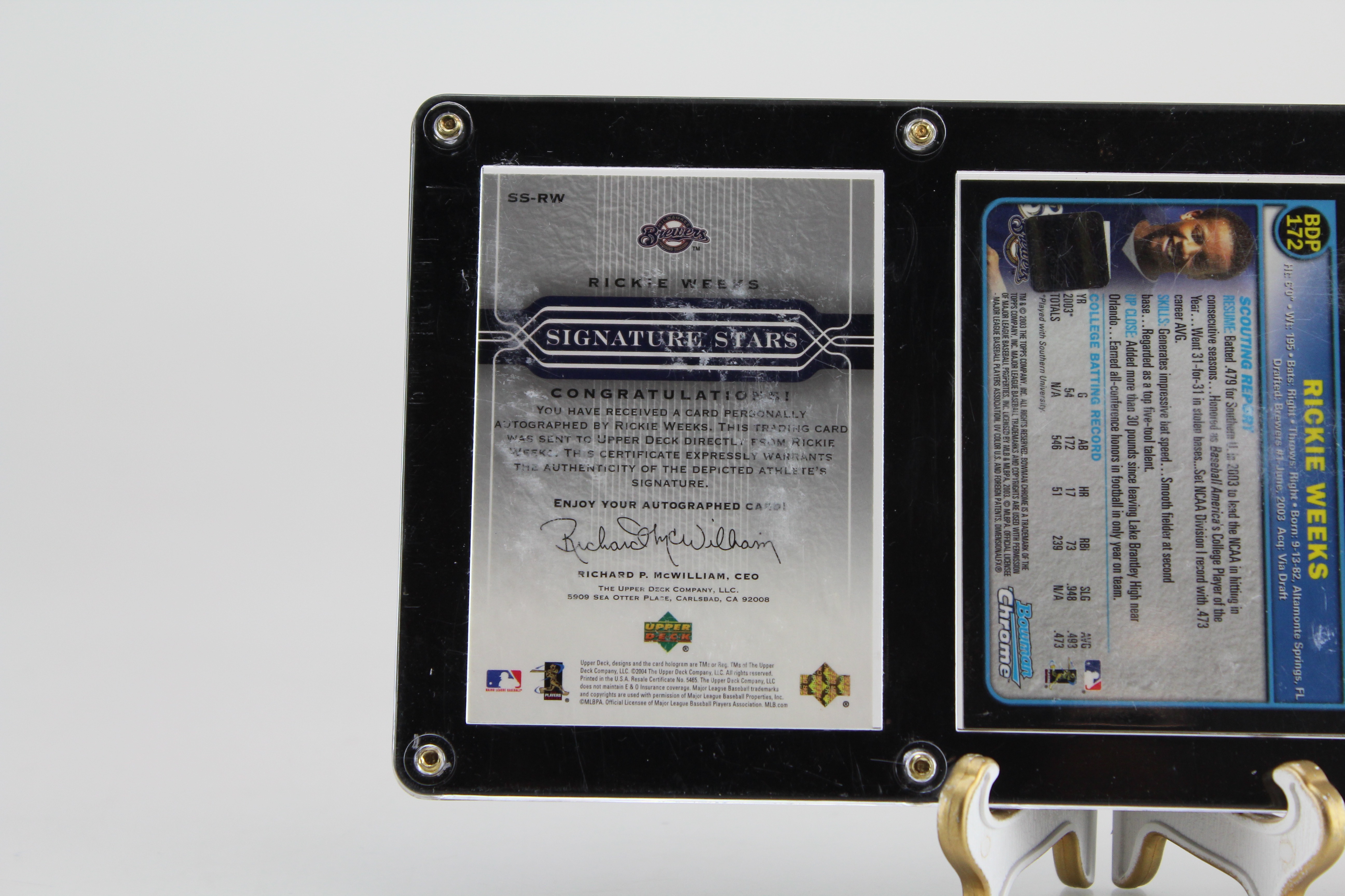 Trio of Rickie Weeks Autographed Cards