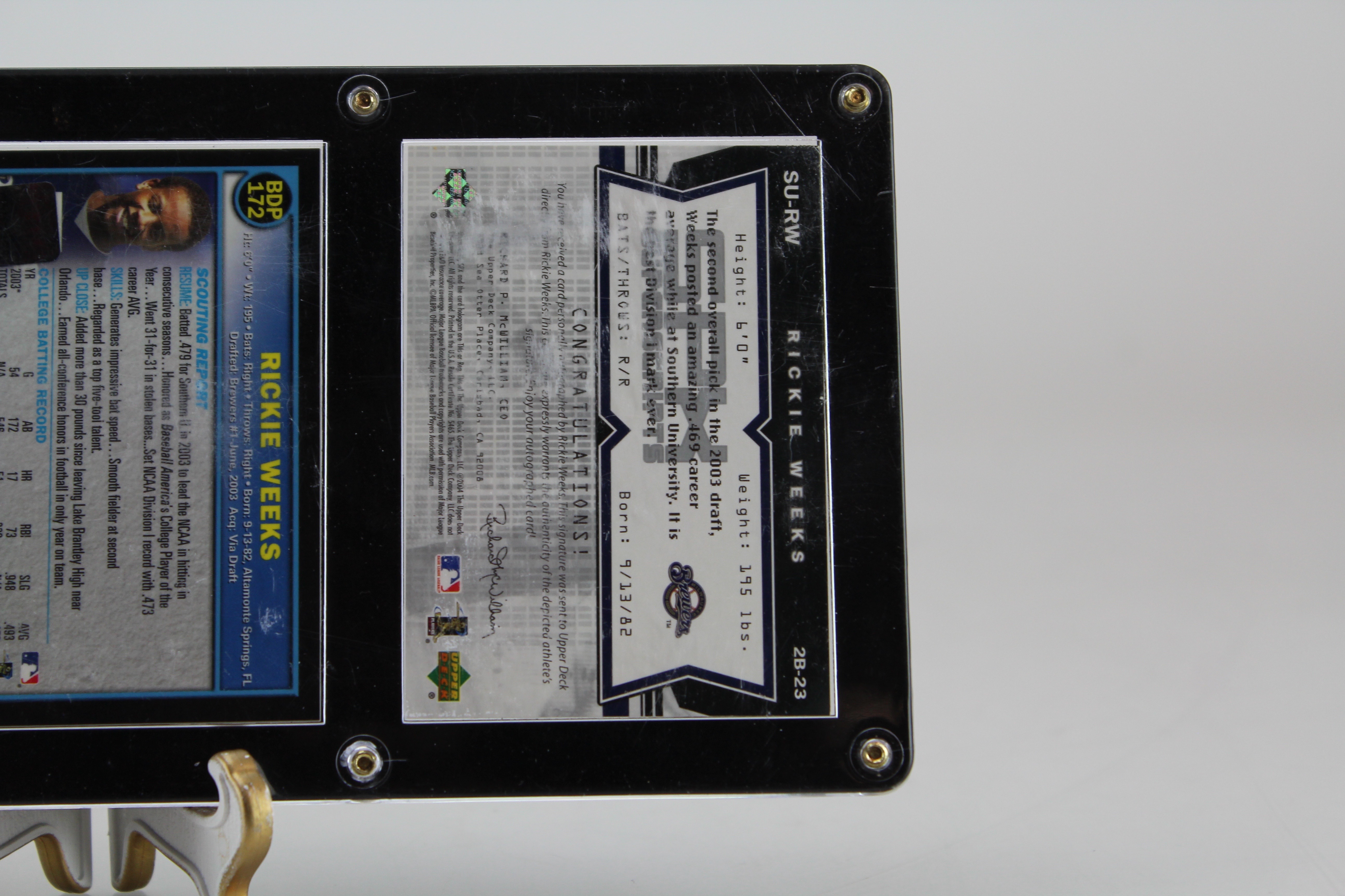 Trio of Rickie Weeks Autographed Cards