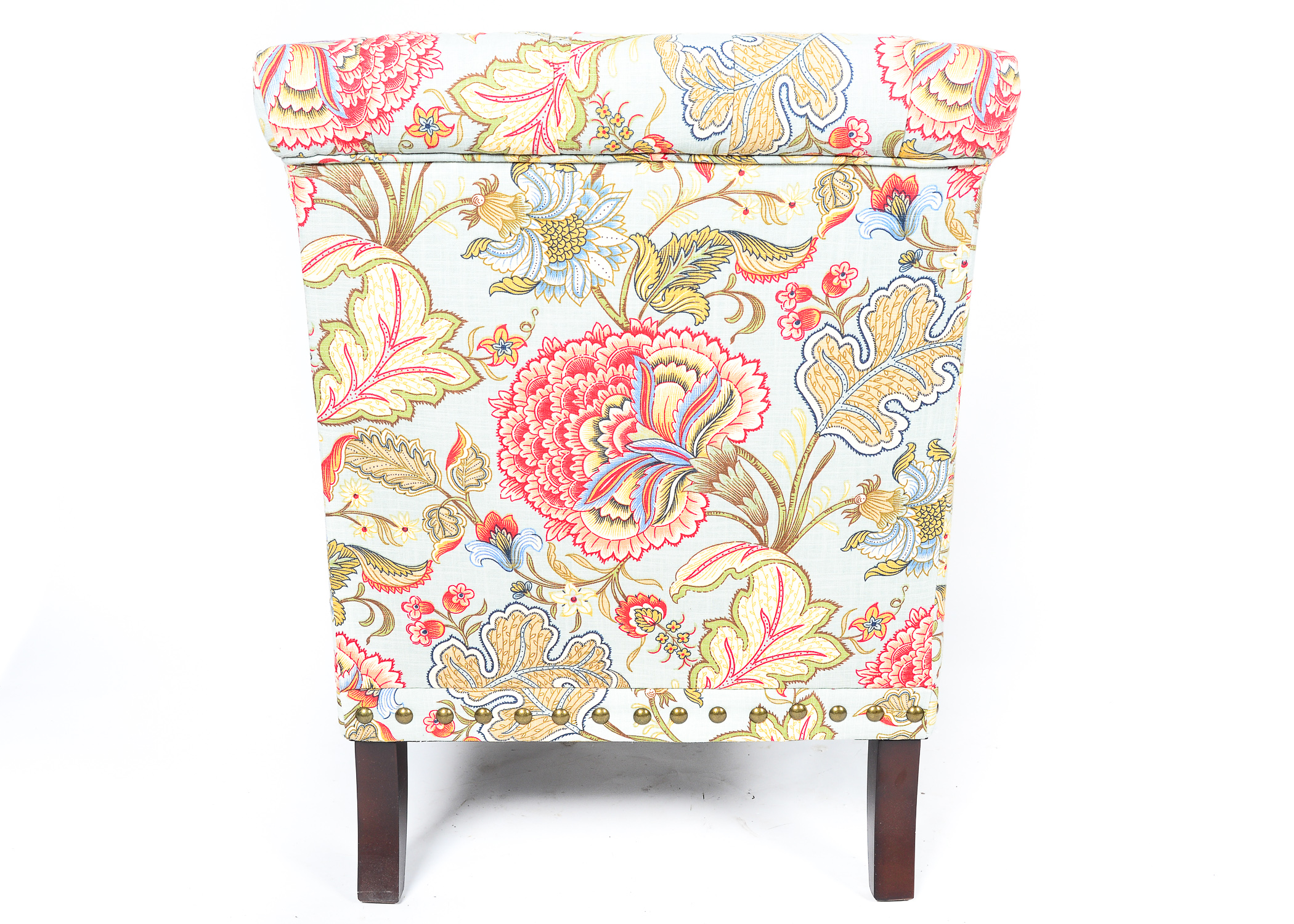 Pair of Upholstered Pier One Chairs with Matching Ottoman