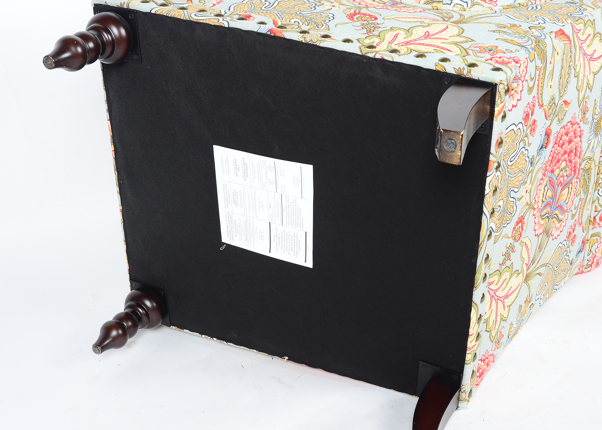 Pair of Upholstered Pier One Chairs with Matching Ottoman