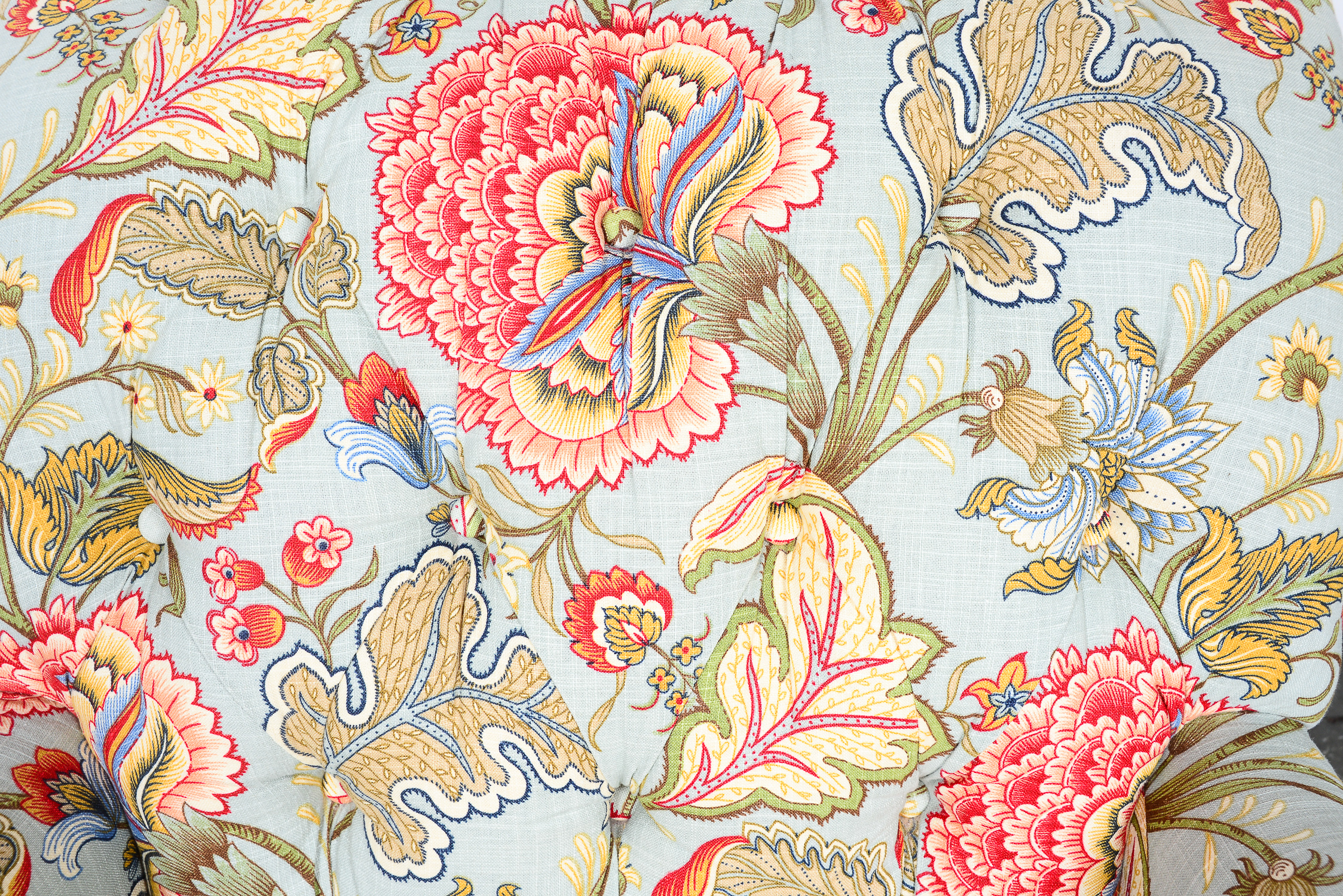 Pair of Upholstered Pier One Chairs with Matching Ottoman