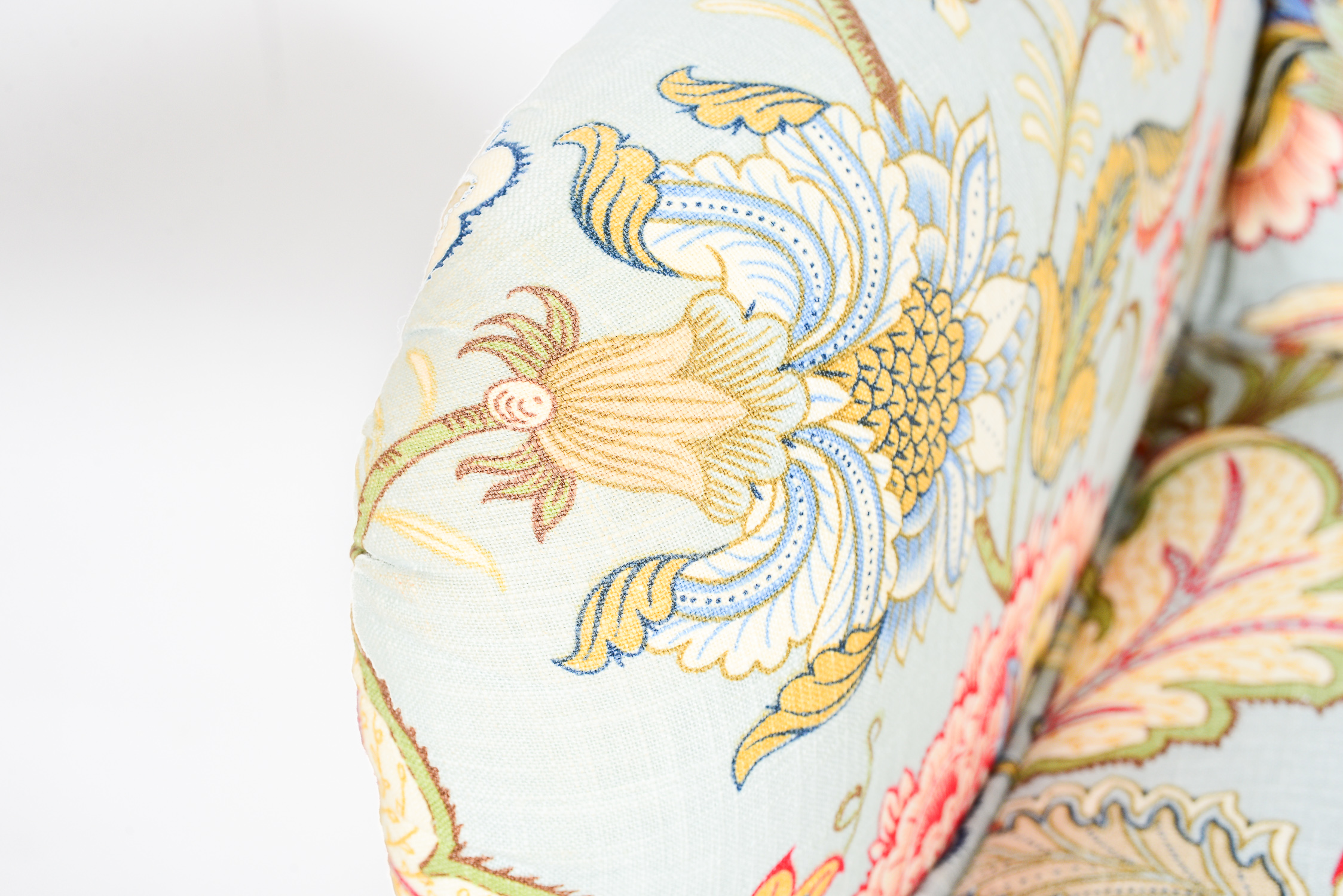 Pair of Upholstered Pier One Chairs with Matching Ottoman